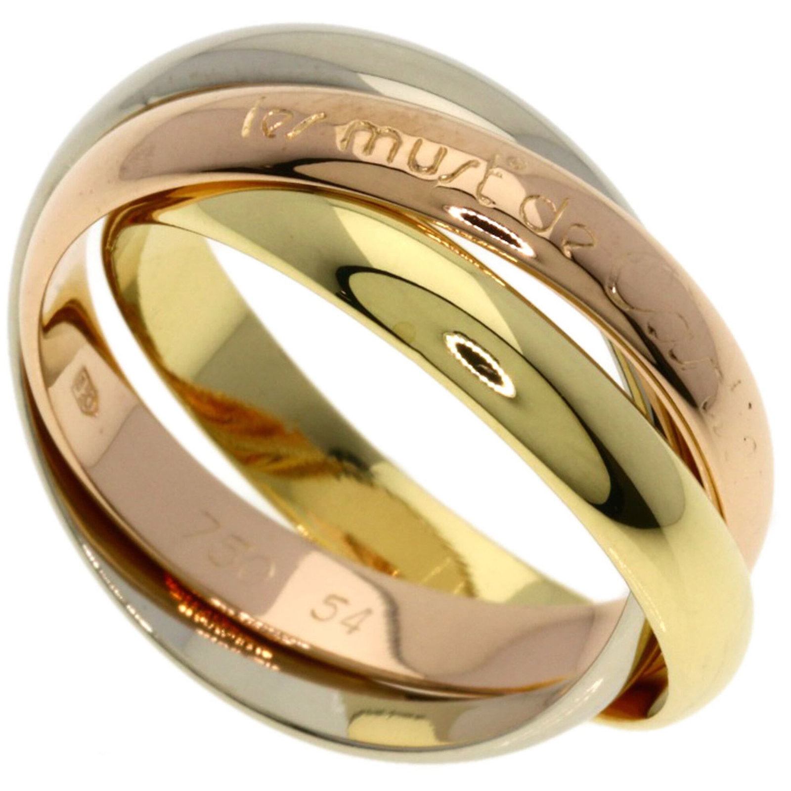 Cartier Pink 18k White 18k Yellow Gold Ring Band: Cartier Pink 18k White 18k Yellow Gold Ring Band Cartier Pink 18k White 18k Yellow Gold Ring Band features a striking combination of pink gold, white gold, and yellow gold in an elegant band design.