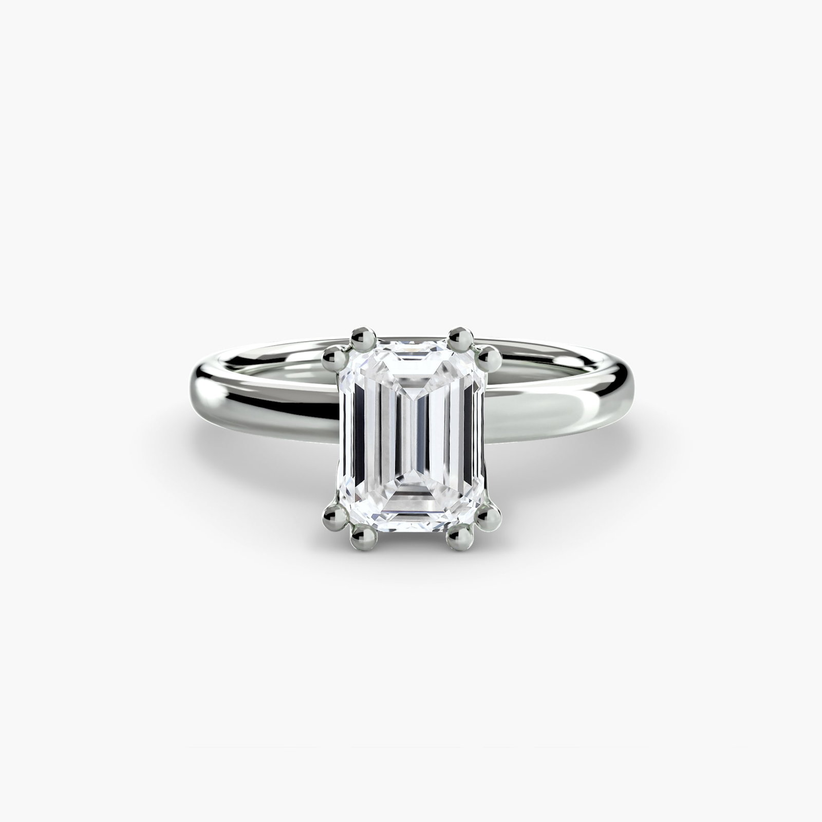 Solitaire Emerald 14Kt White Gold Ring Setting - 2