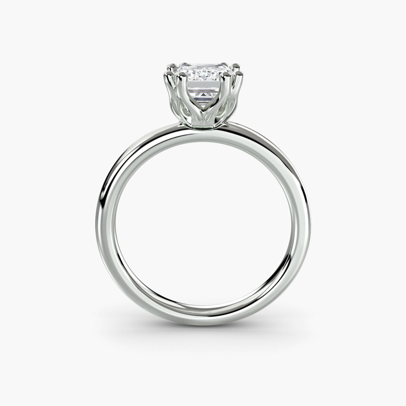 Solitaire Emerald 14Kt White Gold Ring Setting - 4