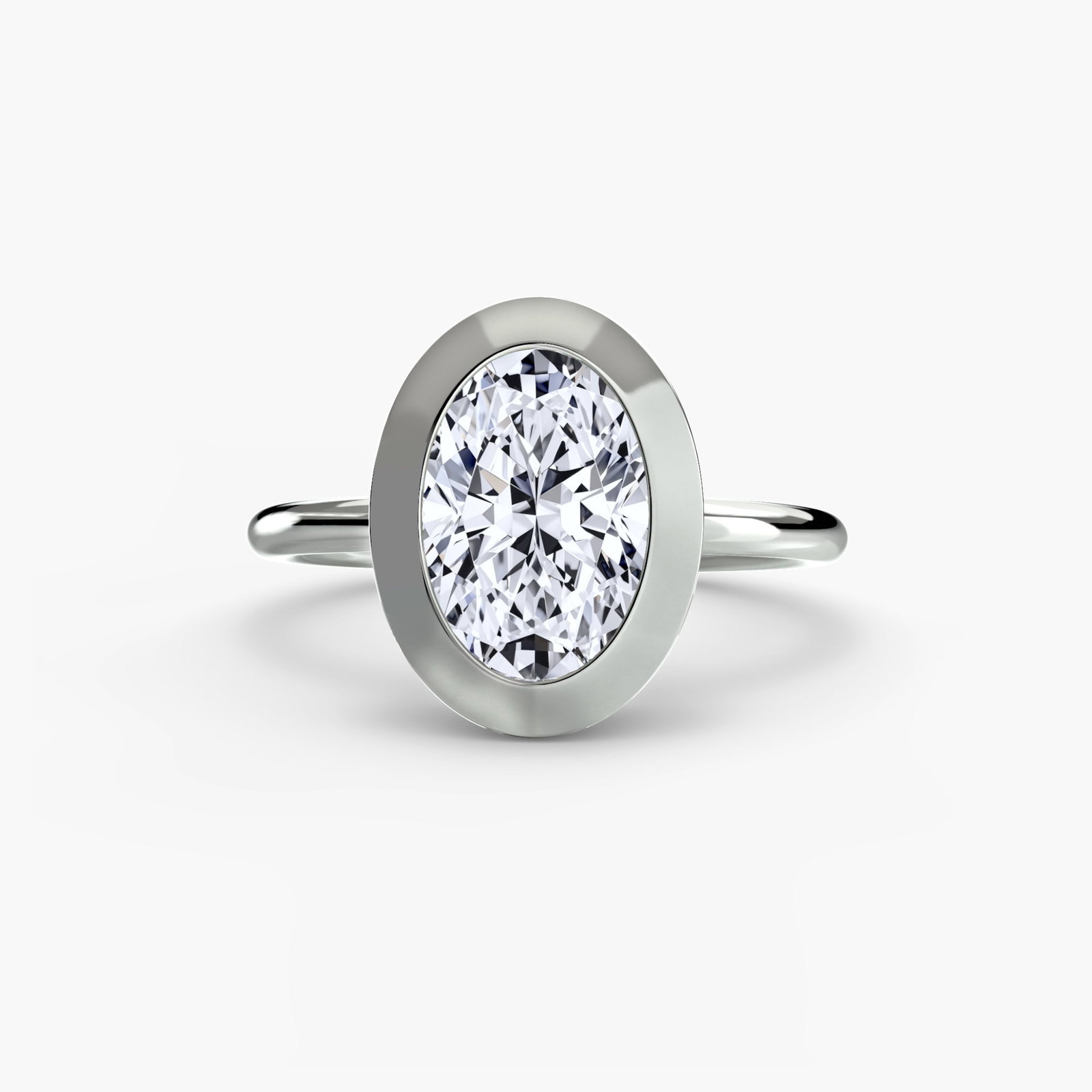 Solitaire Oval 14Kt White Gold Ring Setting - 2