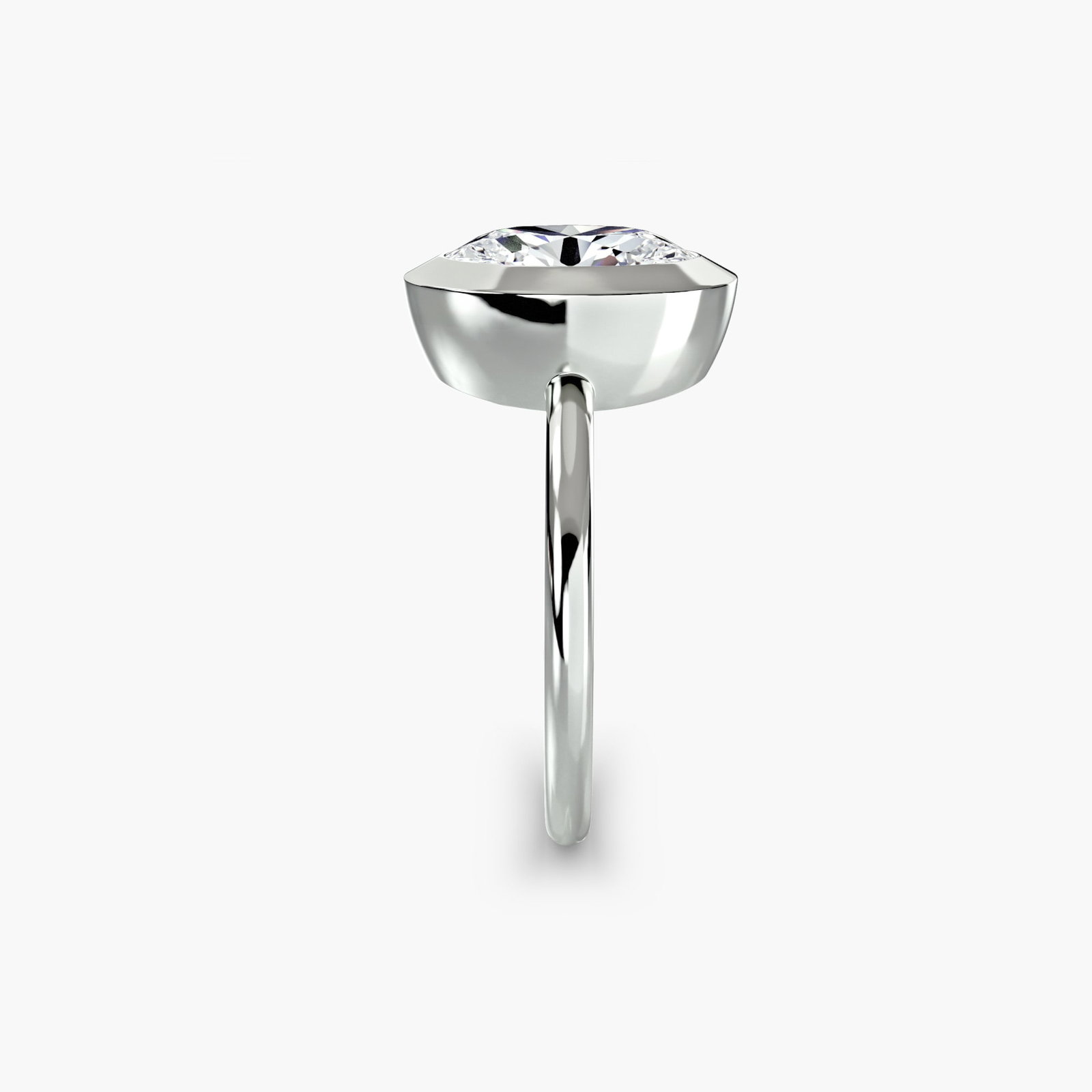 Solitaire Oval 14Kt White Gold Ring Setting - 3