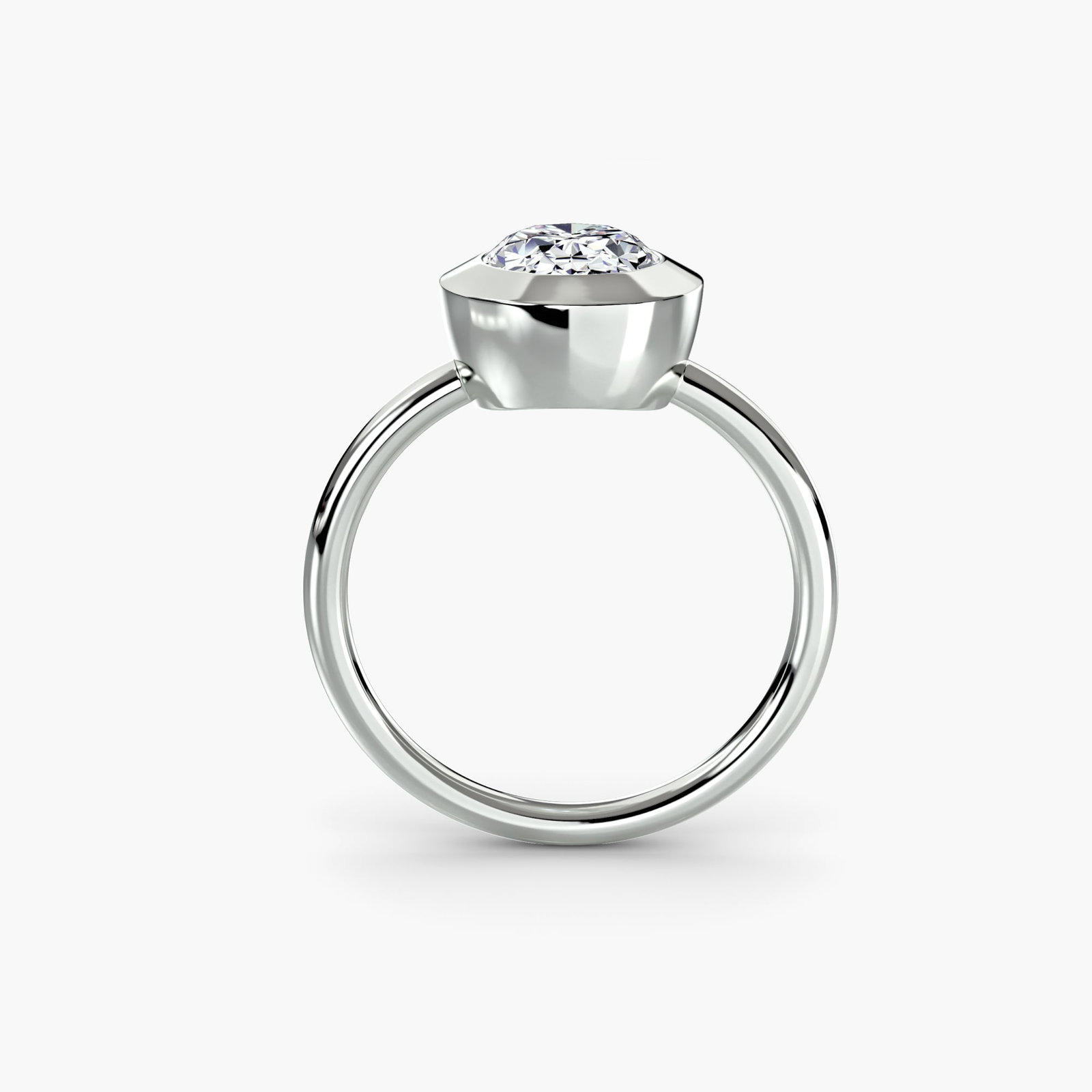 Solitaire Oval 14Kt White Gold Ring Setting - 4