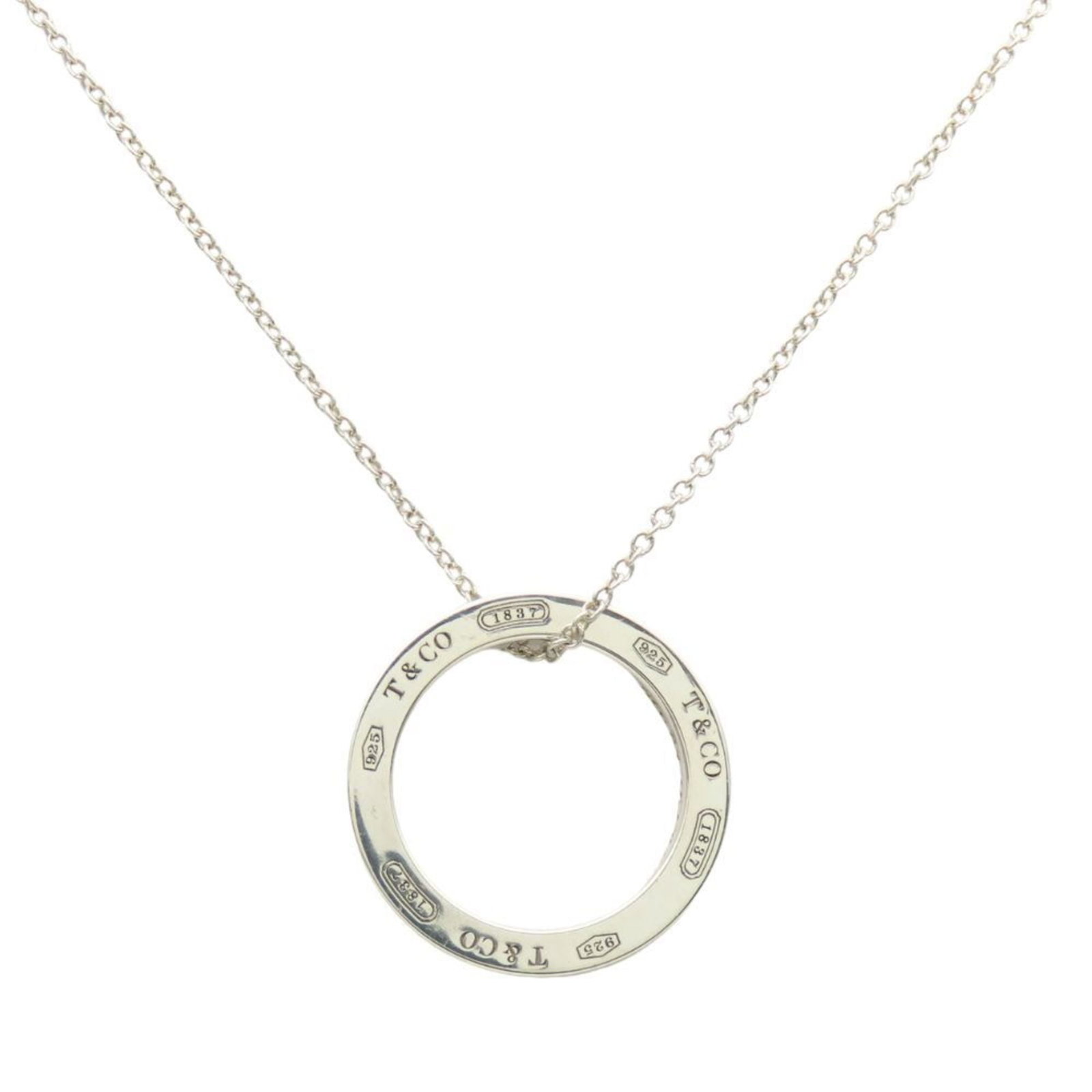 Tiffany & Co. 1837 Circle Necklace Sv925 Approximately 3.8G Silver Pendant For Women.: Tiffany & Co. 1837 Circle Necklace Sv925 Approximately 3.8G Silver Pendant For Women. Tiffany & Co. 1837 Circle Necklace in sterling silver, featuring a classic design with intricate details. The