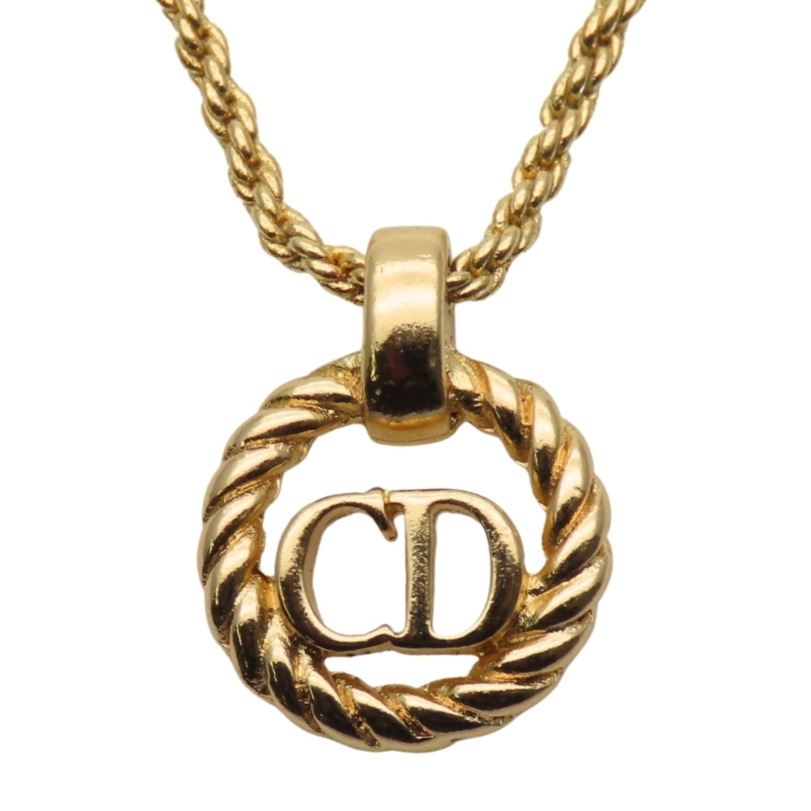 Christian Dior Twist Cd Necklace Gold Plated Women's Metal Gp: Christian Dior Twist Cd Necklace Gold Plated Women's Metal Gp Twist Cd Necklace in Gold Plated Metal from Christian Dior boasts a sleek design with a pendant size of 15.7mm x 12.2mm, set against a