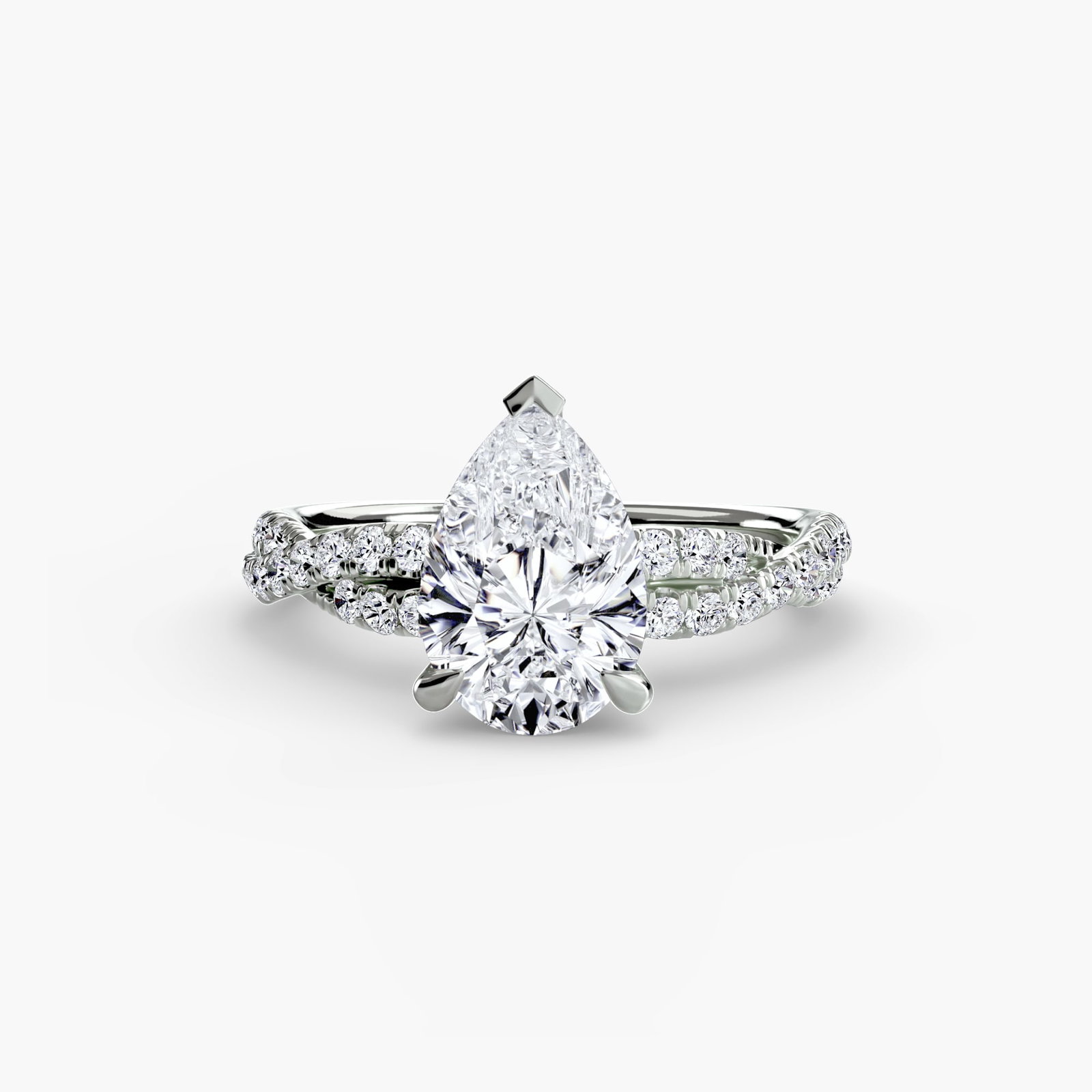 Pave Pear 950 Platinum Ring Setting - 2