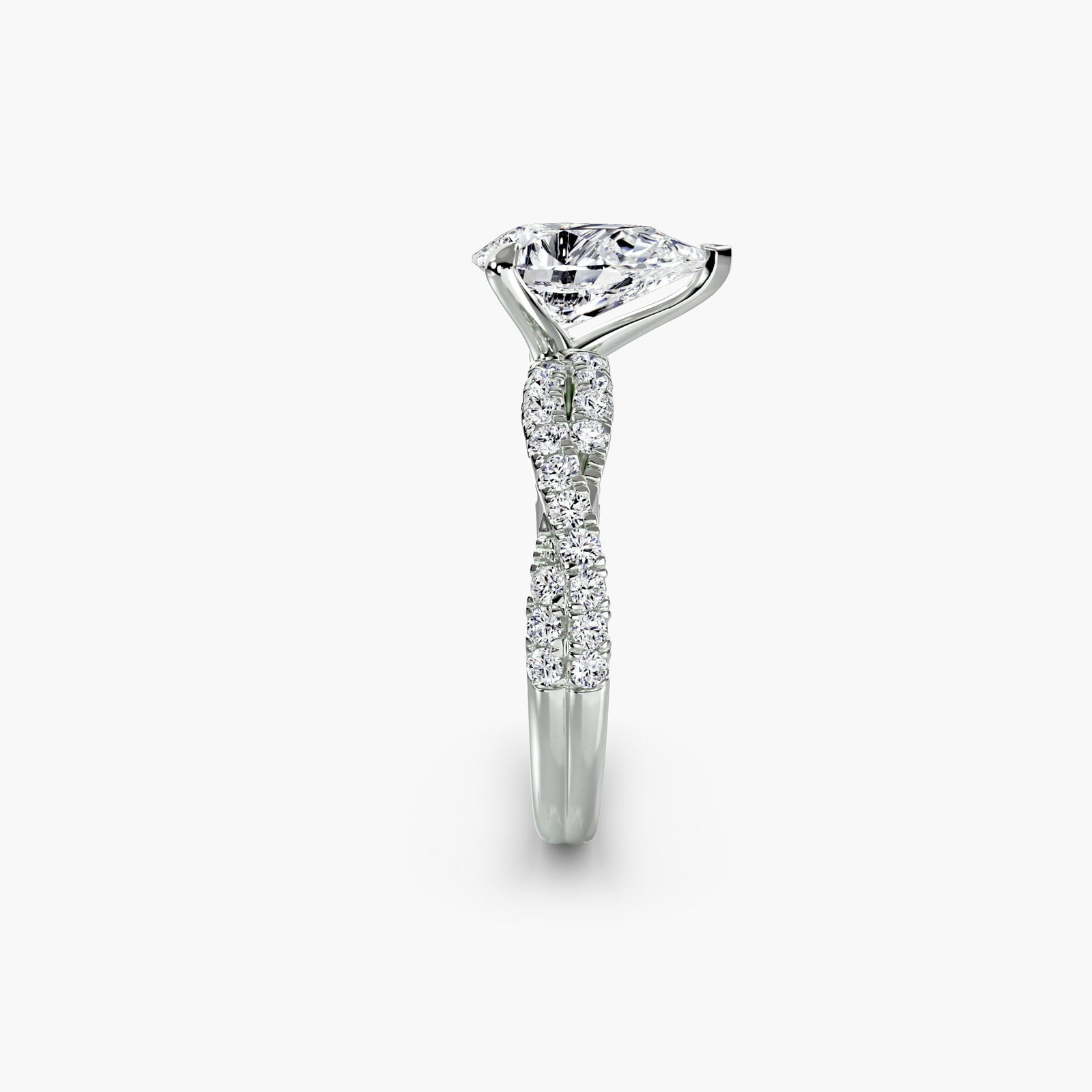Pave Pear 950 Platinum Ring Setting - 3
