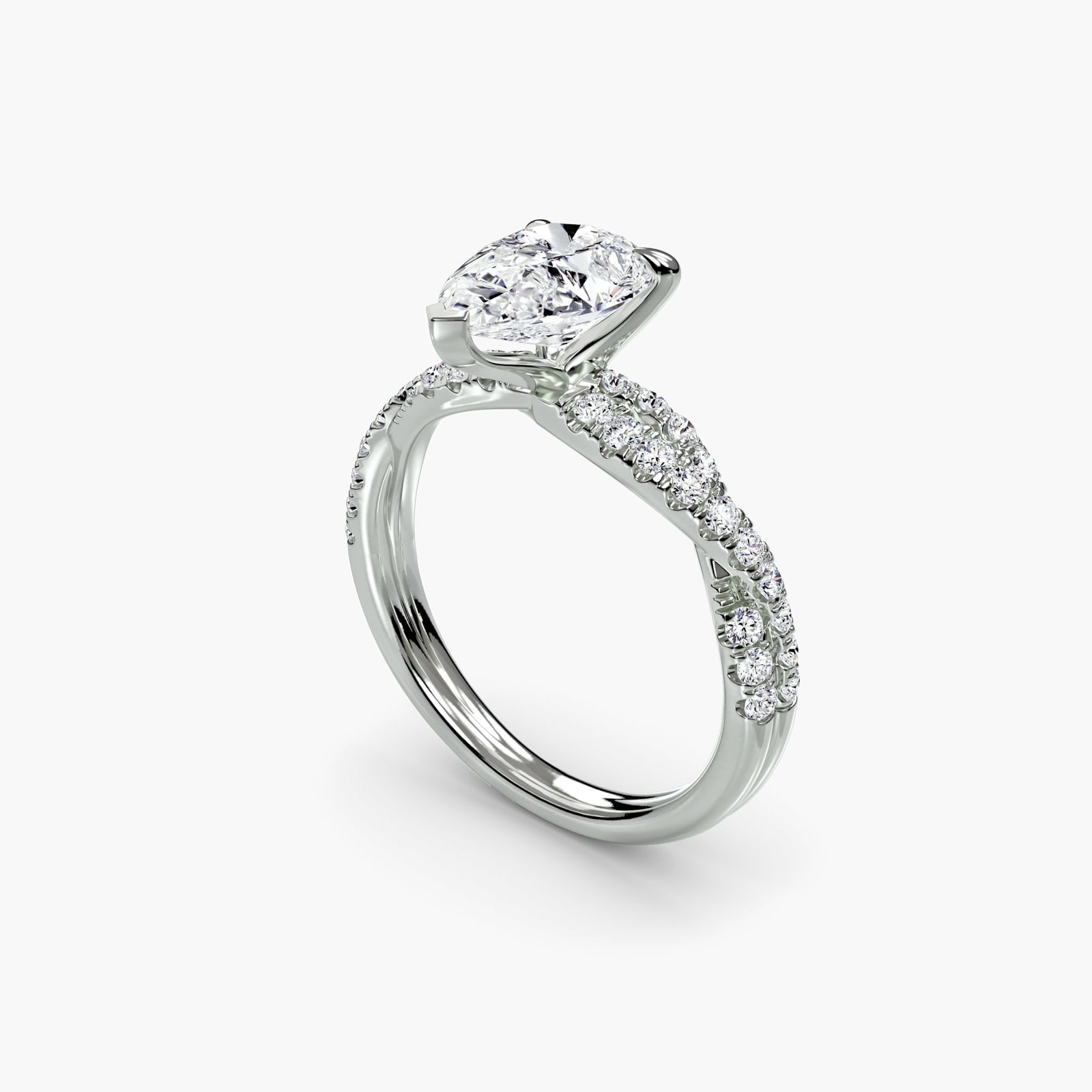 Pave Pear 950 Platinum Ring Setting - 5