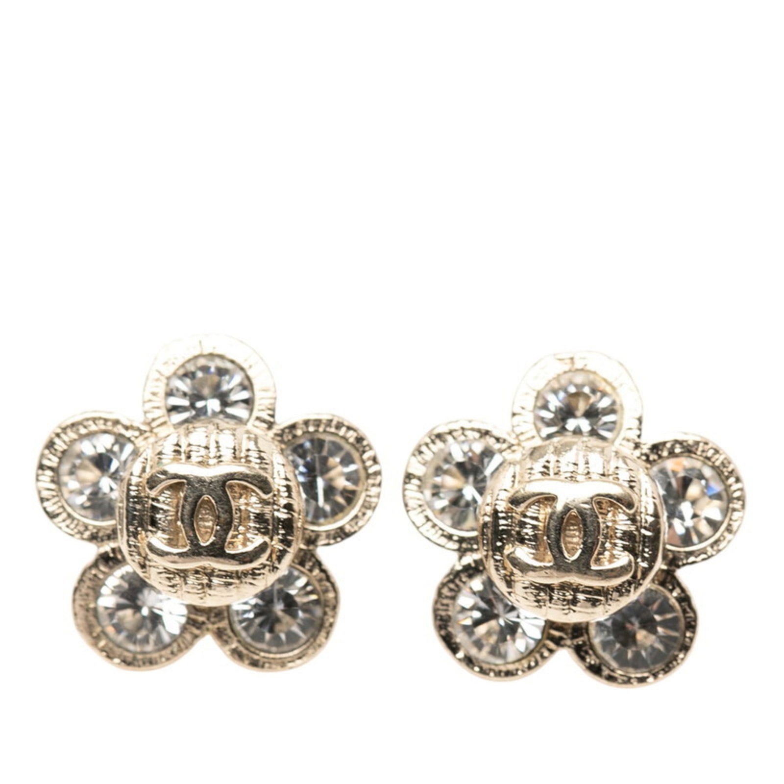 Chanel Stud Earrings Gold Plating: Chanel Stud Earrings Gold Plating Chanel's iconic stud earrings are a timeless accessory, featuring gold plating and rhinestone details. With their sleek design and subtle shine, these earrings add a 