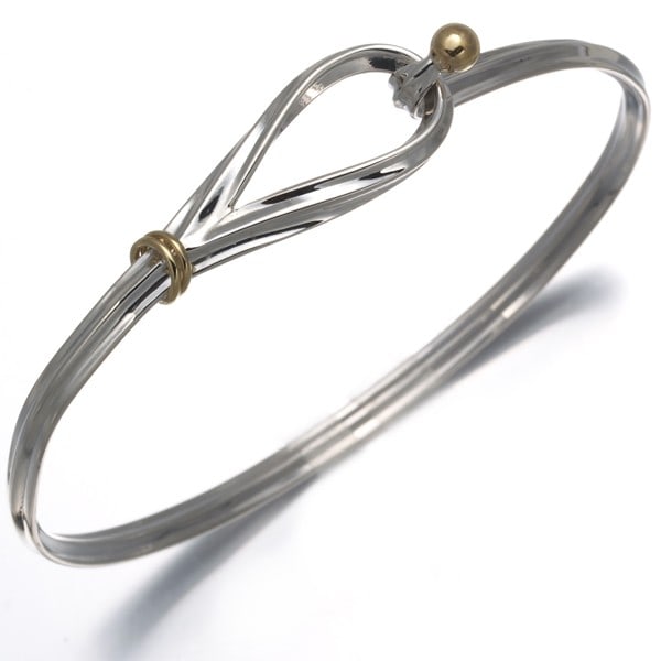 Tiffany&Co. Bracelet Love Knot Hook & Eye Bangle Silver 925/ 18K Yg: Tiffany&Co. Bracelet Love Knot Hook & Eye Bangle Silver 925/ 18K Yg Sterling silver bangle from Tiffany&Co.'s Love Knot Hook & Eye collection, featuring a classic hook and eye closure. This elegant pi