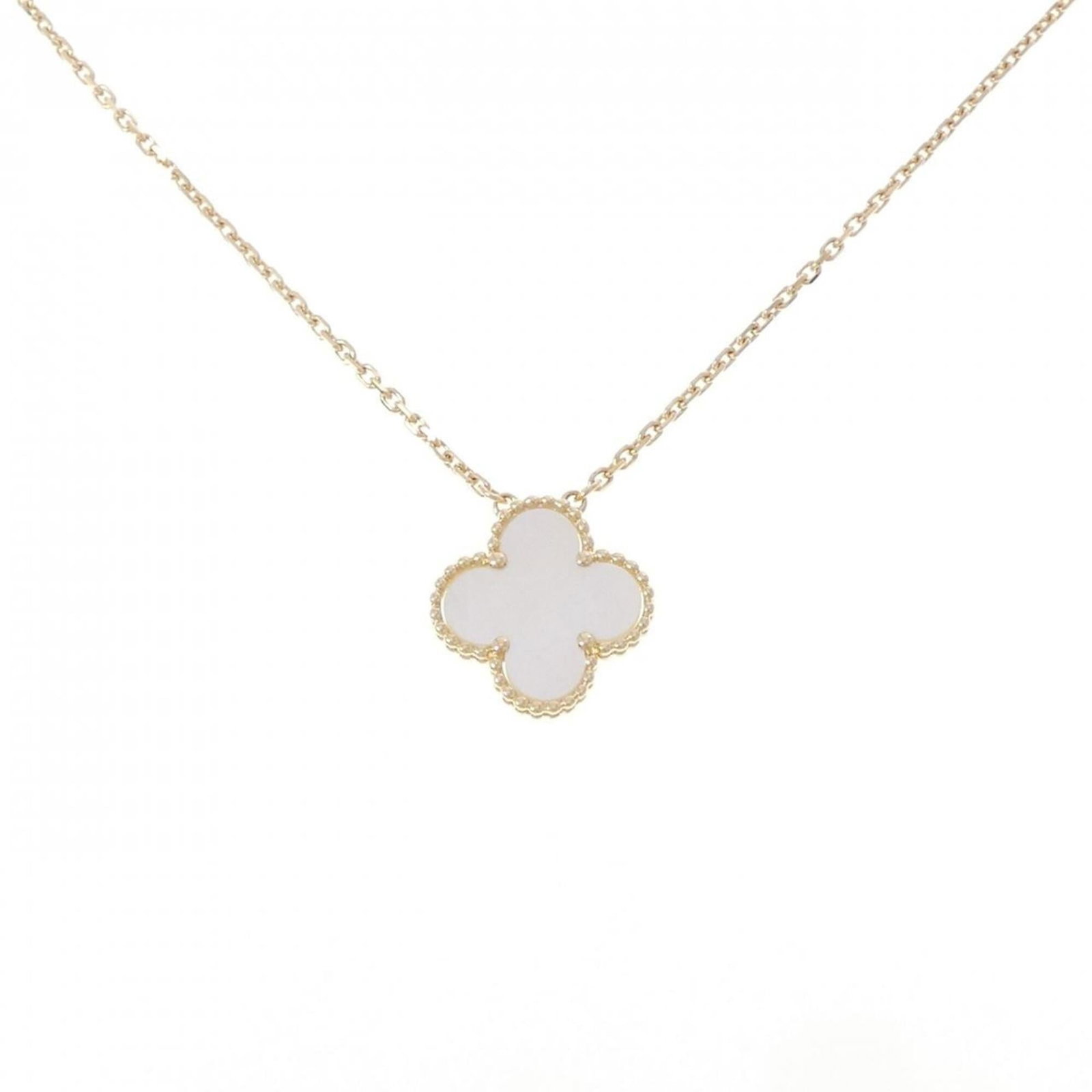 Vintage Alhambra Van Cleef Necklace: Vintage Alhambra Van Cleef Necklace Yellow gold (18K) pendant necklace from Van Cleef & Arpels, featuring an Alhambra design. The necklace boasts a classic style with intricate details and a durable c