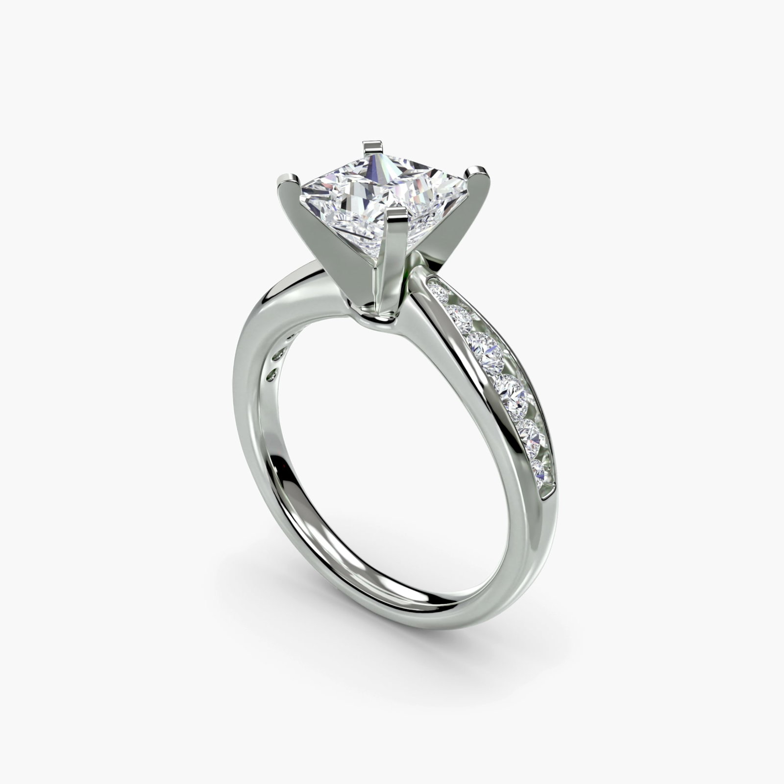 Pave Princess 950 Platinum Ring Setting - 5