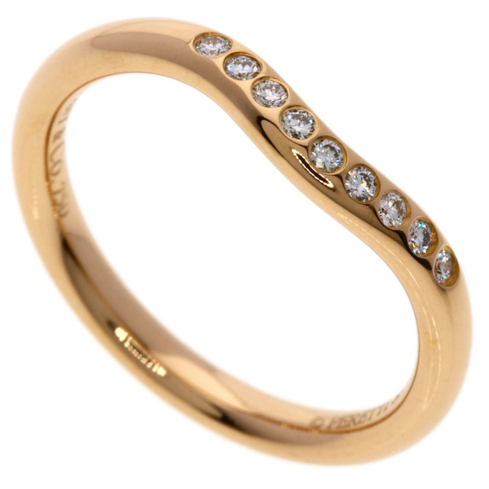 Pink Gold Ring Band Tiffany: Pink Gold Ring Band Tiffany Pink Gold Ring Band Tiffany features a beautiful diamond set in an 18K pink gold band. The ring boasts a classic design with a subtle width of 2.4mm and weighs approximatel