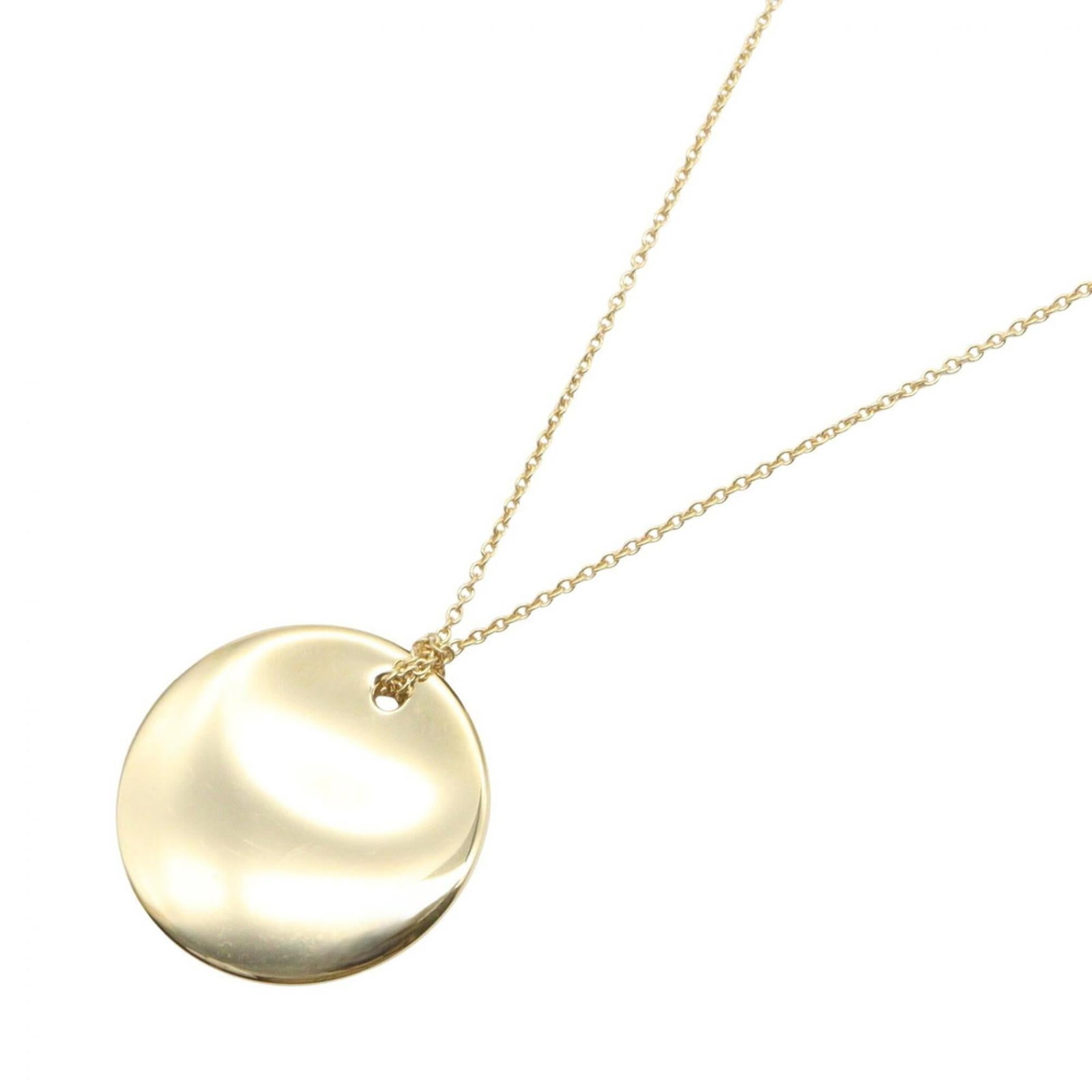 Tiffany & Co. Round Necklace Medium Size 18K (Yellow Gold) Women'S Jewelry Gold Tone: Tiffany & Co. Round Necklace Medium Size 18K (Yellow Gold) Women'S Jewelry Gold Tone 18K yellow gold necklace with a medium size round pendant, measuring 22mm x 22mm. This Tiffany & Co. piece
