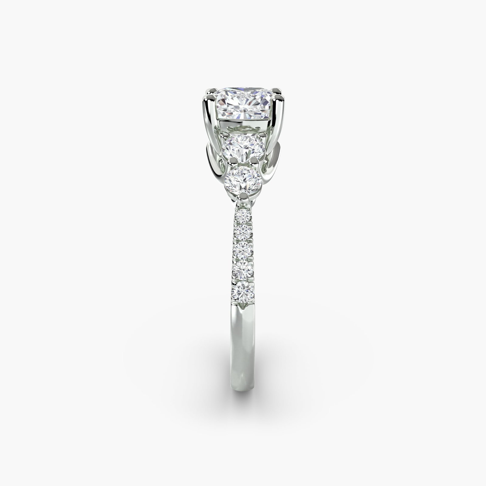 Pave Cushion 18Kt White Gold Ring Setting - 3