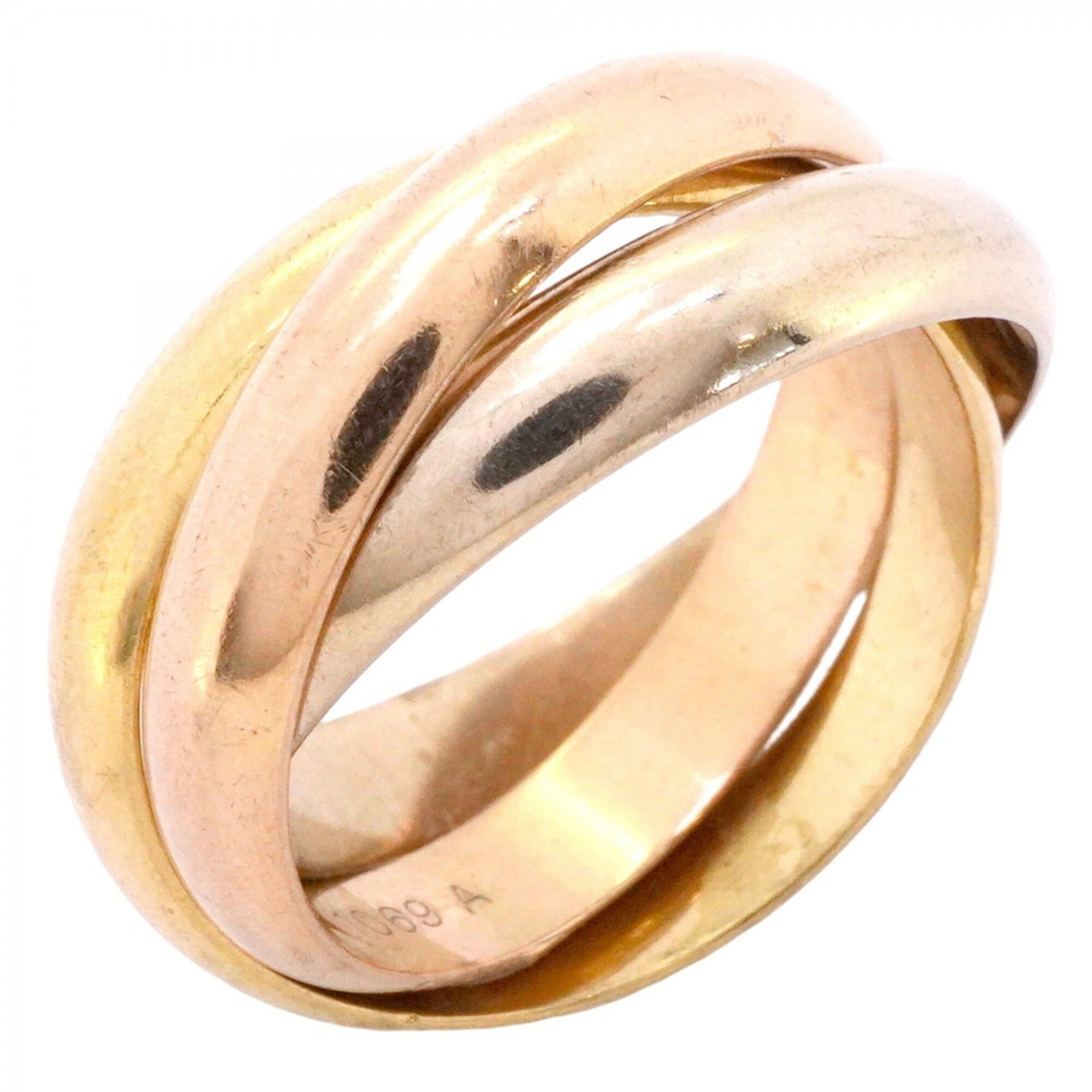 Cartier Pink 18k White 18k Yellow Gold Ring Band: Cartier Pink 18k White 18k Yellow Gold Ring Band Cartier Pink 18k White 18k Yellow Gold Ring Band - A statement piece featuring pink gold, white gold, and yellow gold in a striking combination. This 5