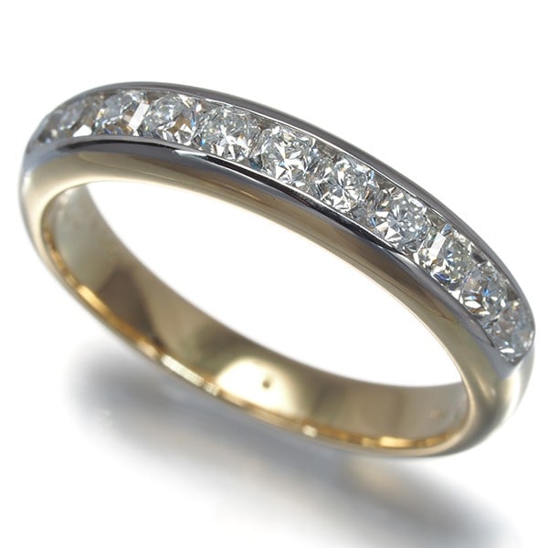 Tiffany&Co. Ring Diamond Lucida Channel Set Half Eternity 18K Yg/ Pt 950: Tiffany&Co. Ring Diamond Lucida Channel Set Half Eternity 18K Yg/ Pt 950 Tiffany & Co.'s iconic Lucida collection shines in this exquisite diamond channel set ring, featuring a natural diamond as the 