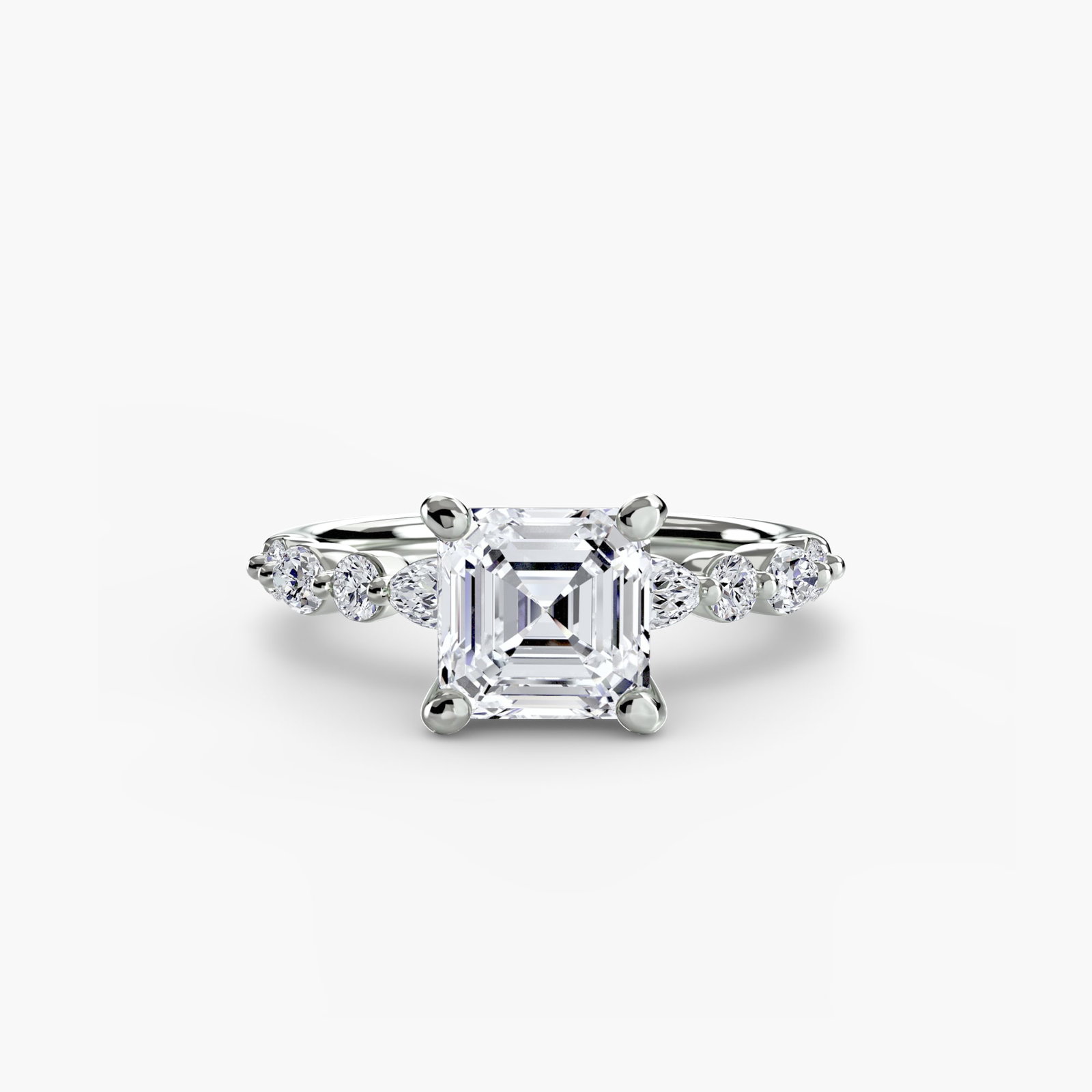Pave Asscher 950 Platinum Ring Setting - 2