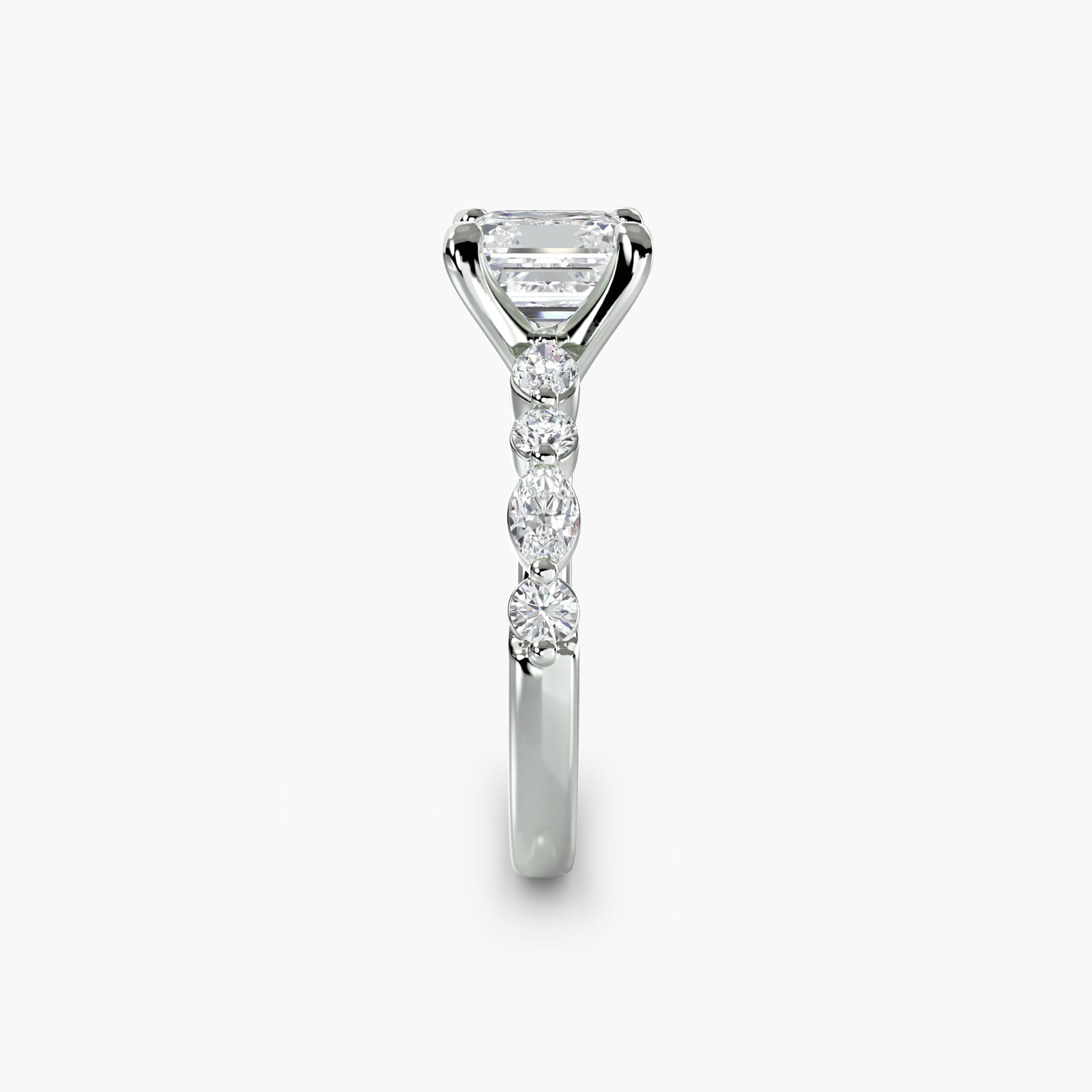 Pave Asscher 950 Platinum Ring Setting - 3