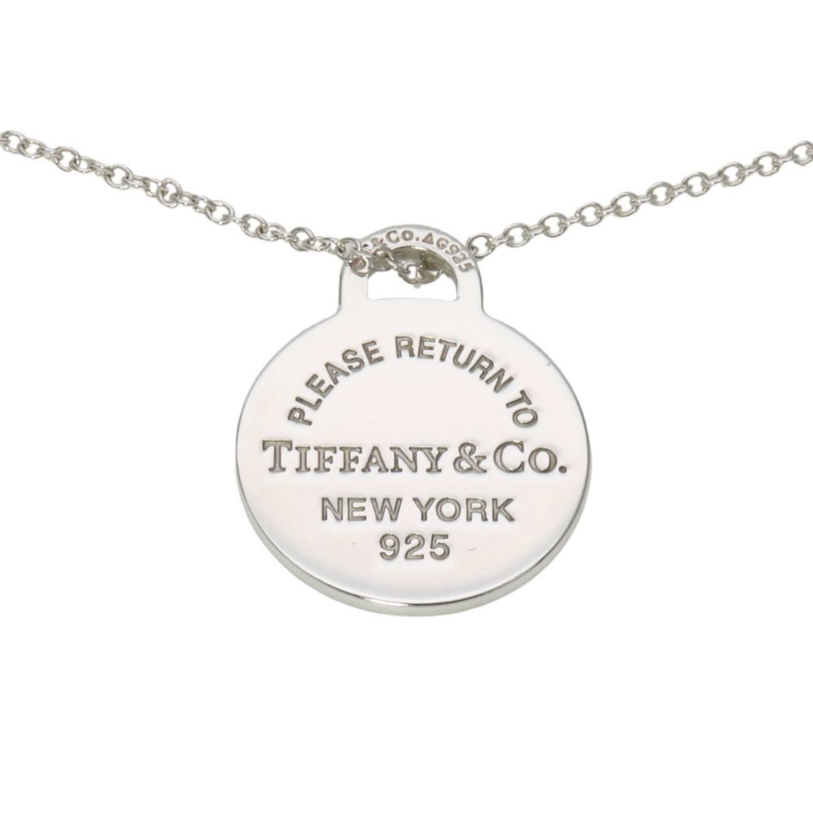 Tiffany & Co. Return To Round Heart Necklace Sterling Silver 925 Blue Pendant Women'S.: Tiffany & Co. Return To Round Heart Necklace Sterling Silver 925 Blue Pendant Women'S. Sterling silver necklace featuring a beautiful blue pendant, crafted by Tiffany & Co. in 925 quality. The Return