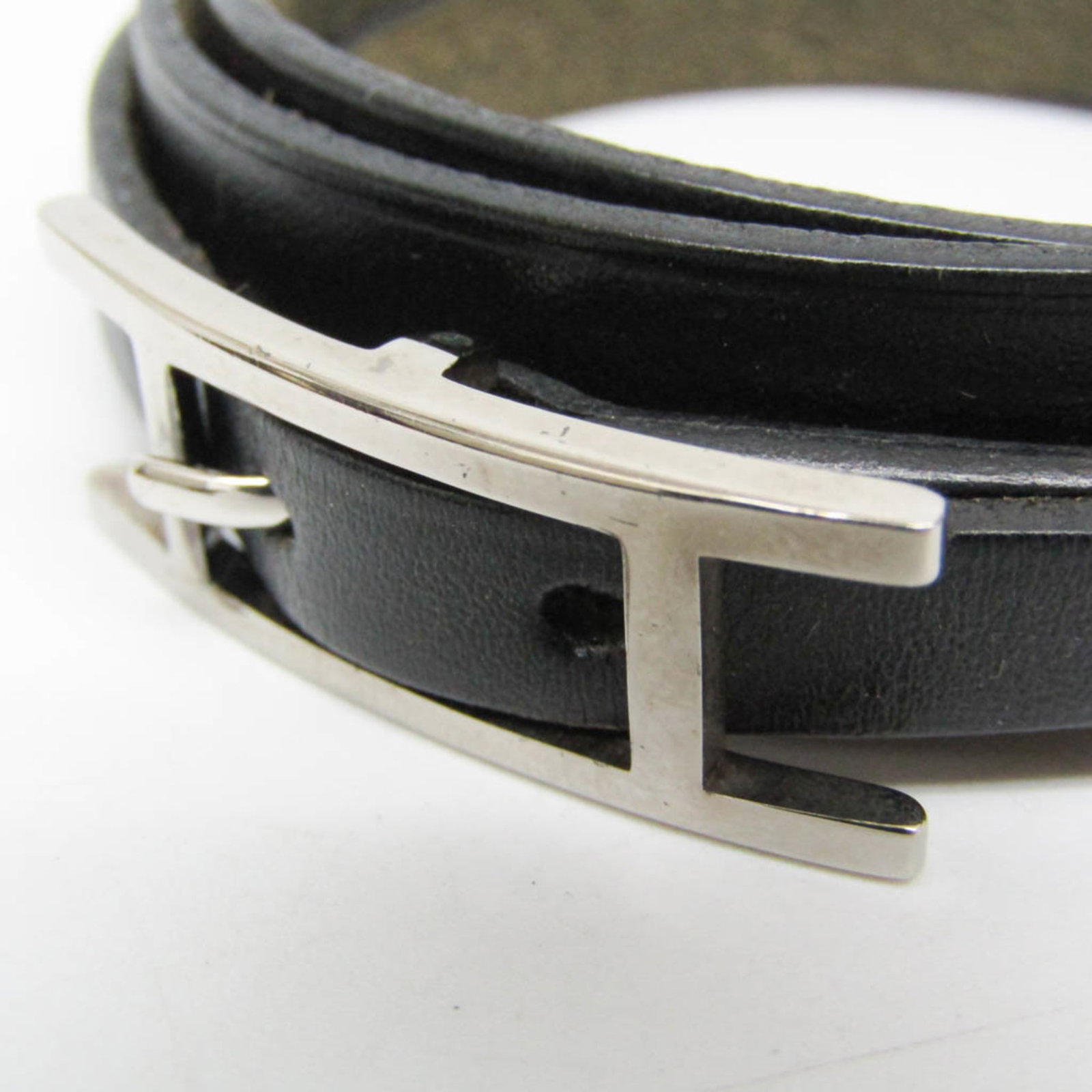 Metal leather bangle Hermes - 3