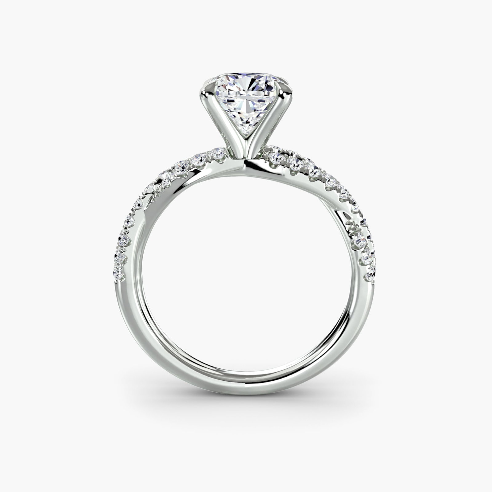 Pave Cushion 14Kt White Gold Ring Setting: Pave Cushion 14Kt White Gold Ring Setting 14Kt White Gold Cushion Ring Setting for the Perfect Center Stone. This stunning pave ring setting features 34 side stones totaling 0.28 carats, showcasing