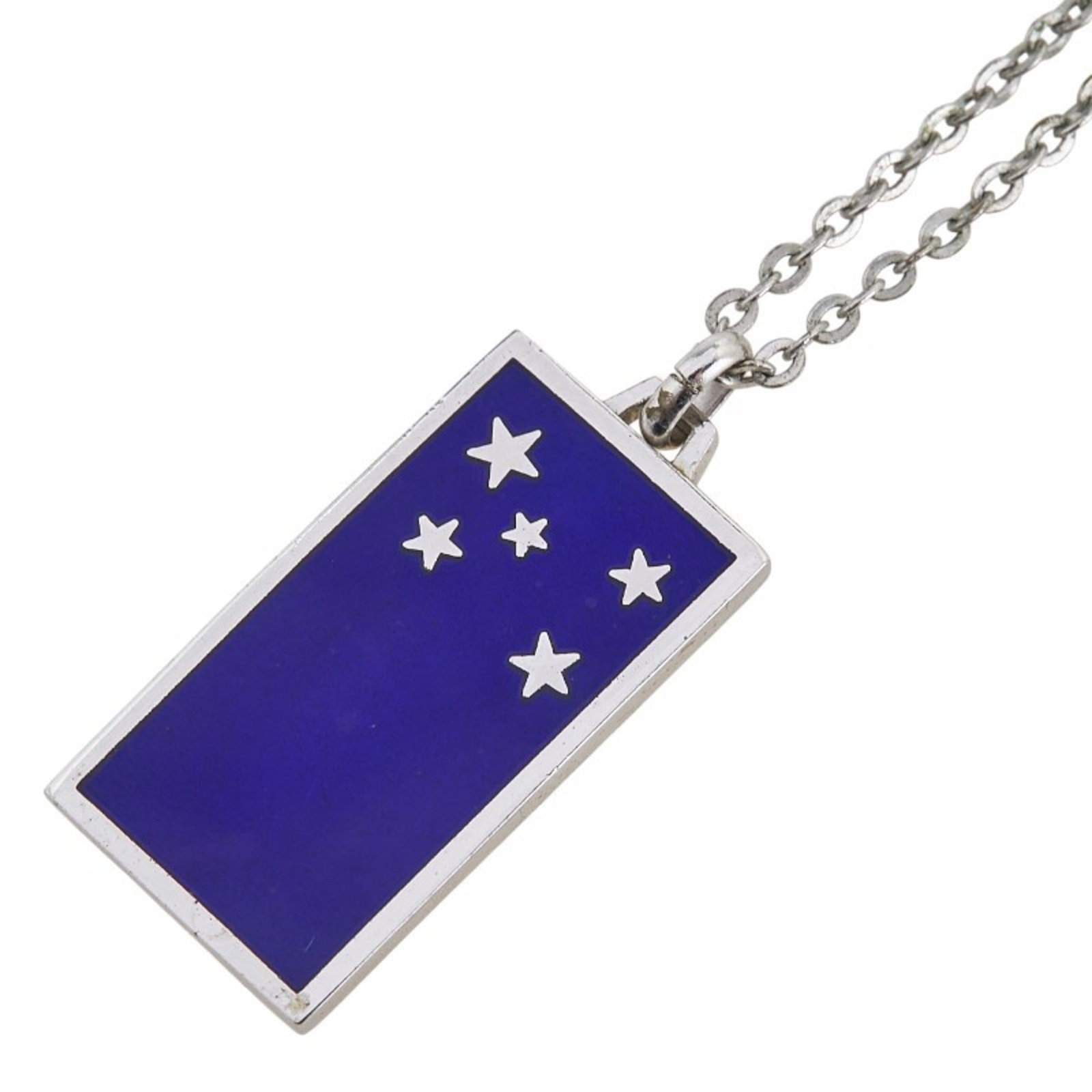 Saint Laurent Yves Saint Laurent Star Necklace In Silver Blue Metal Plate For Women: Saint Laurent Yves Saint Laurent Star Necklace In Silver Blue Metal Plate For Women Silver blue metal plate Saint Laurent Yves Saint Laurent Star Necklace for women, featuring a striking design with