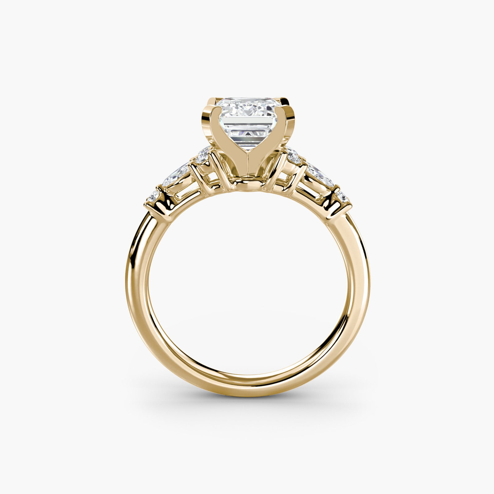 Side Stone Emerald 18Kt Yellow Gold Ring Setting (1 of 5)