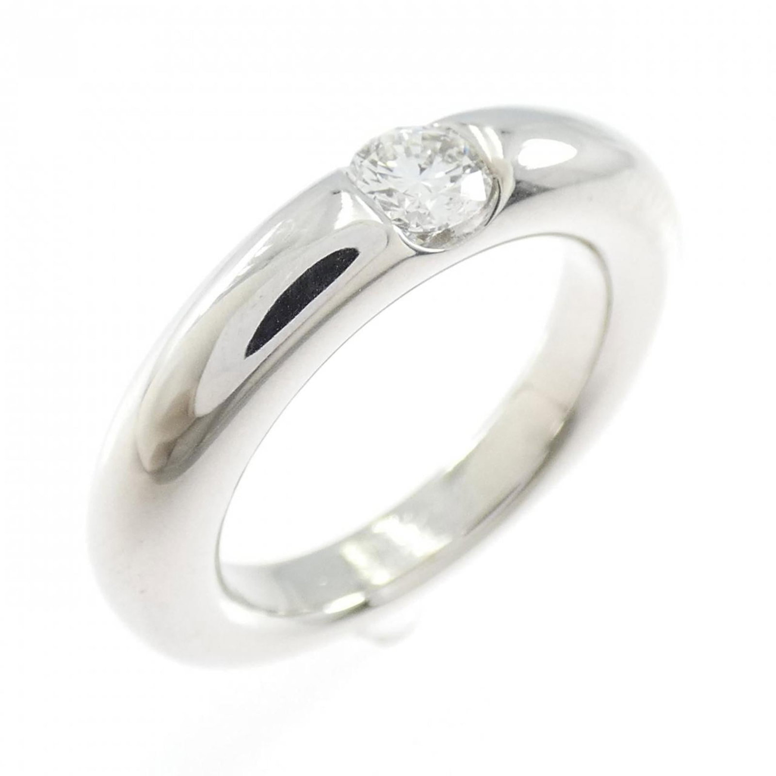 White Gold Cartier Band Ring 18K: White Gold Cartier Band Ring 18K 18K White Gold Cartier Band Ring with Diamond Accent. This beautiful band ring features 0.25 carat diamond weight in white gold, set on a sturdy 48mm band suitable