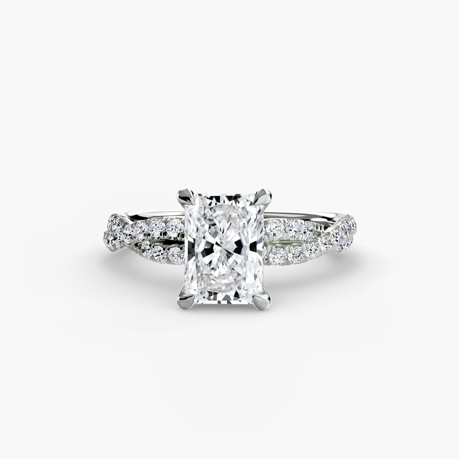Pave Radiant 950 Platinum Ring Setting - 2