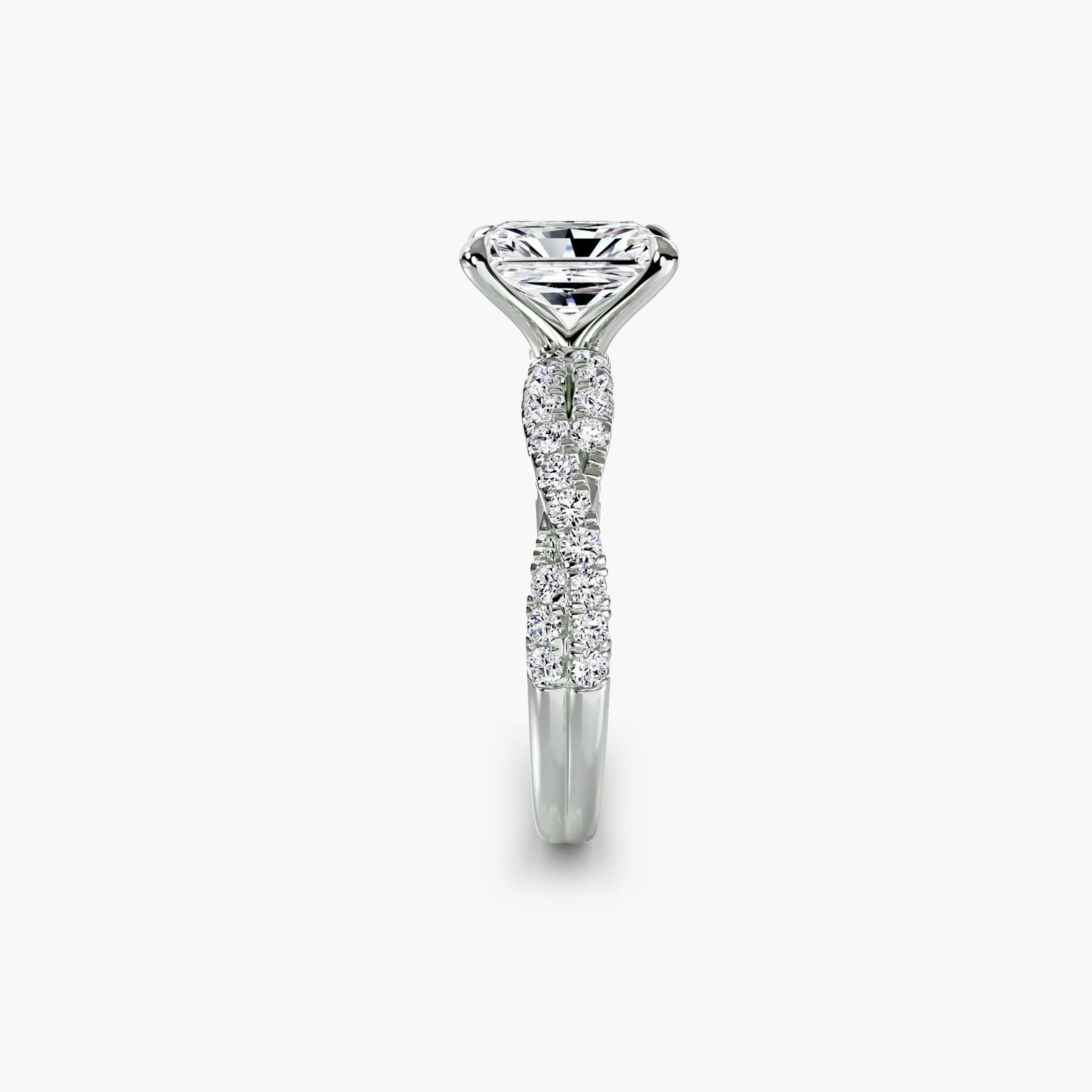 Pave Radiant 950 Platinum Ring Setting - 3