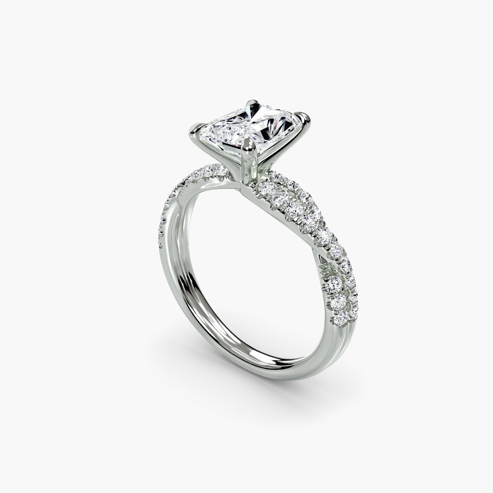 Pave Radiant 950 Platinum Ring Setting - 5