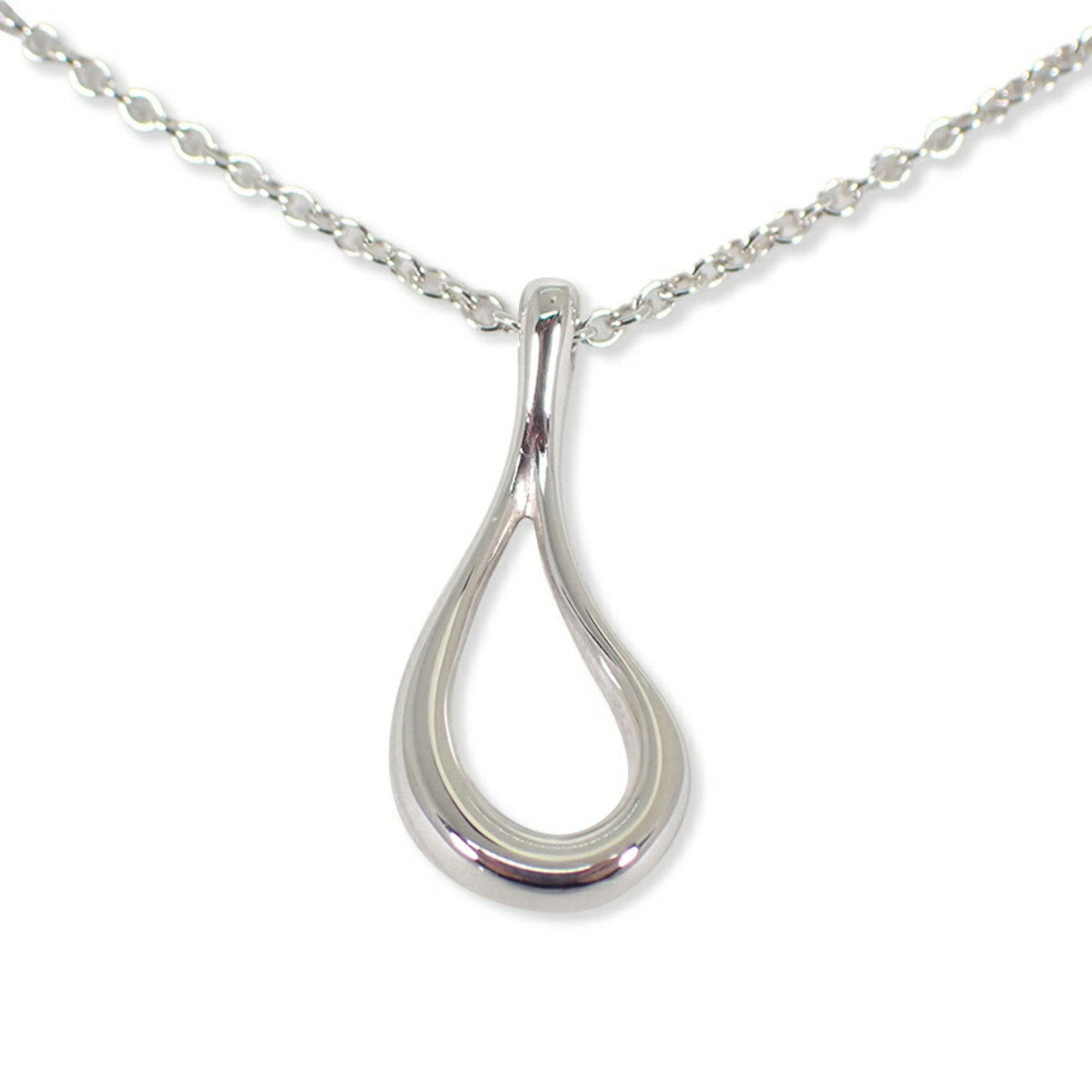 Tiffany 925 Teardrop Pendant Necklace: Tiffany 925 Teardrop Pendant Necklace Sterling silver teardrop pendant necklace from Tiffany, featuring a 17mm x 7.4mm design with a 41cm / 16.14'' adjustable neck circumference. The necklace bears a