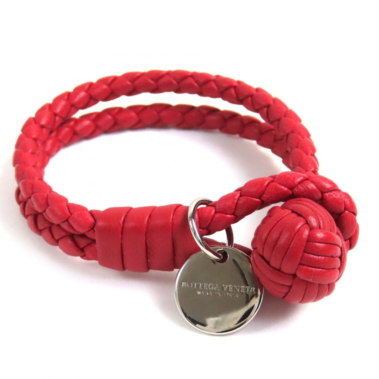 Charm Leather Bracelet Bottega: Charm Leather Bracelet Bottega Bottega Veneta's Charm Leather Bracelet boasts a striking red hue, adding a pop of color to any outfit. With its sleek design and supple leather material, this charm bra