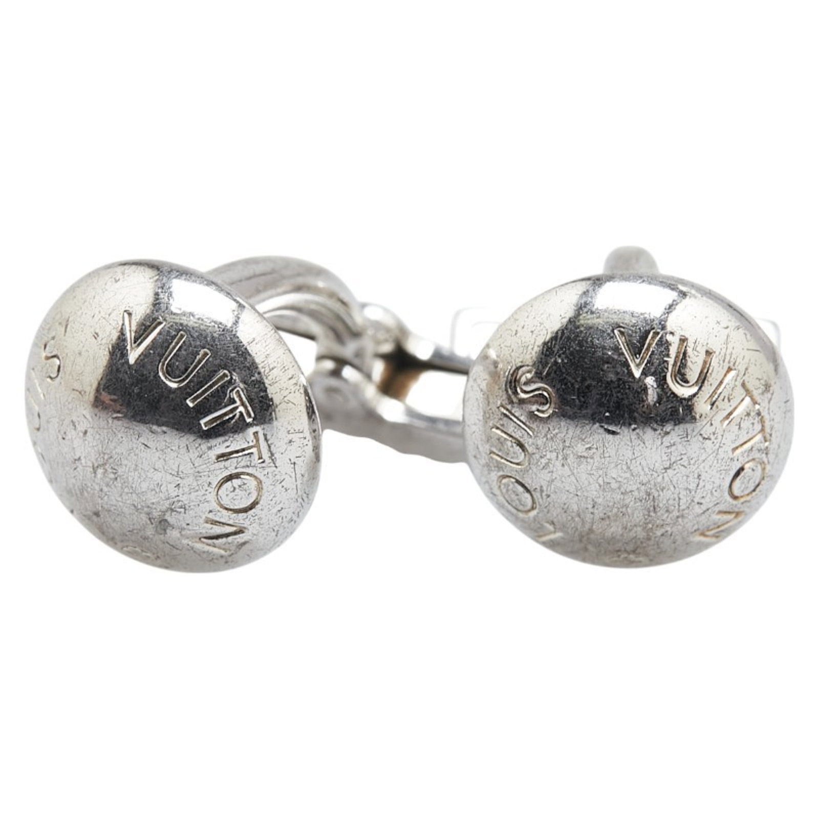 Louis Vuitton cufflinks silver 925: Louis Vuitton cufflinks silver 925 Silver 925 Louis Vuitton cufflinks with subtle signs of usage, bearing the iconic brand's signature. Made from high-quality silver alloy, these cufflinks showcase a 