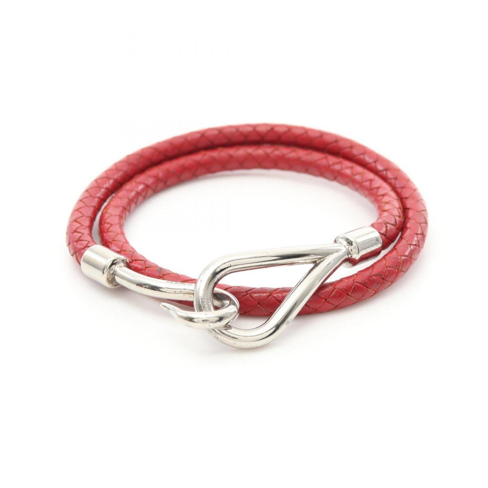 Hermes Charm Bracelet Leather: Hermes Charm Bracelet Leather Red Hermes Charm Bracelet Leather, 16.5cm / 6.49'' in length, features a classic charm bracelet design with leather details. The item has traces of usage and minor damage