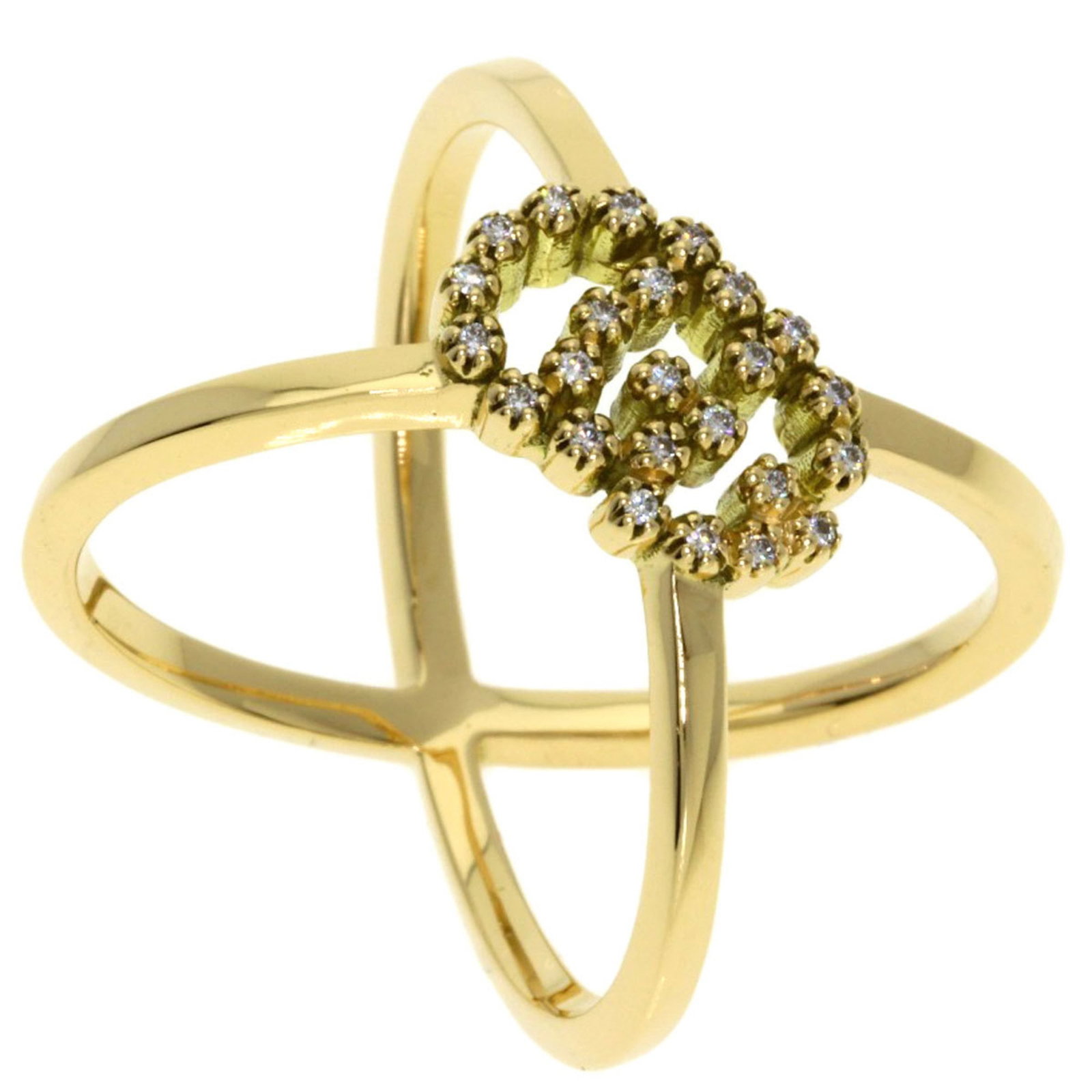 Ring Gucci Band: Ring Gucci Band The Gucci Band ring boasts a striking yellow gold hue and features a diamond stone, adding a touch of elegance to any outfit. This 18K gold band measures 5 in size and weighs 4.8g, mak