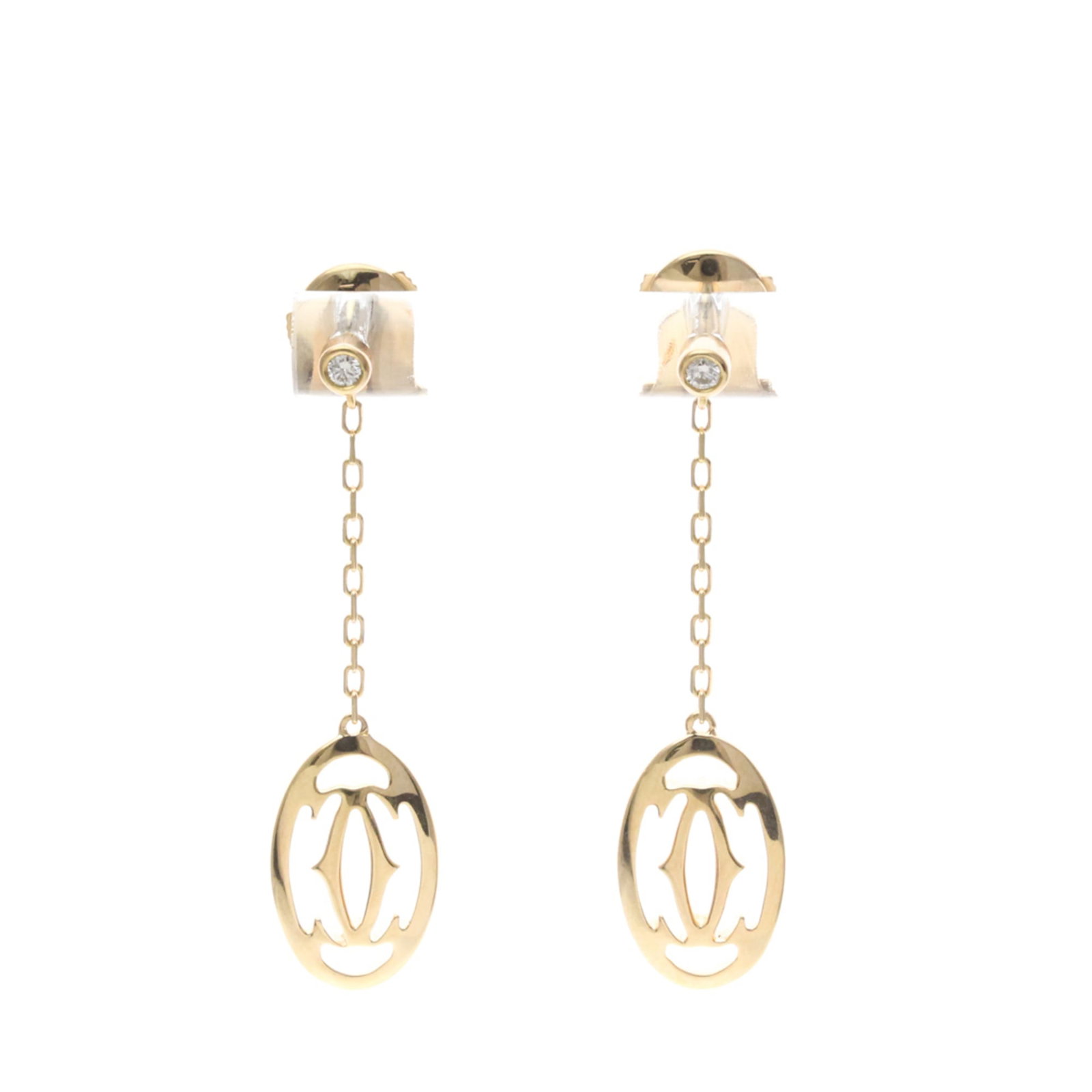 Pink Gold Cartier Drop Earrings 18K: Pink Gold Cartier Drop Earrings 18K Pink Gold Cartier Drop Earrings 18K are a stylish and elegant accessory featuring 36.00mm x 9.50mm diamond stones surrounded by pink gold (18K) metal, weighing 5.1g