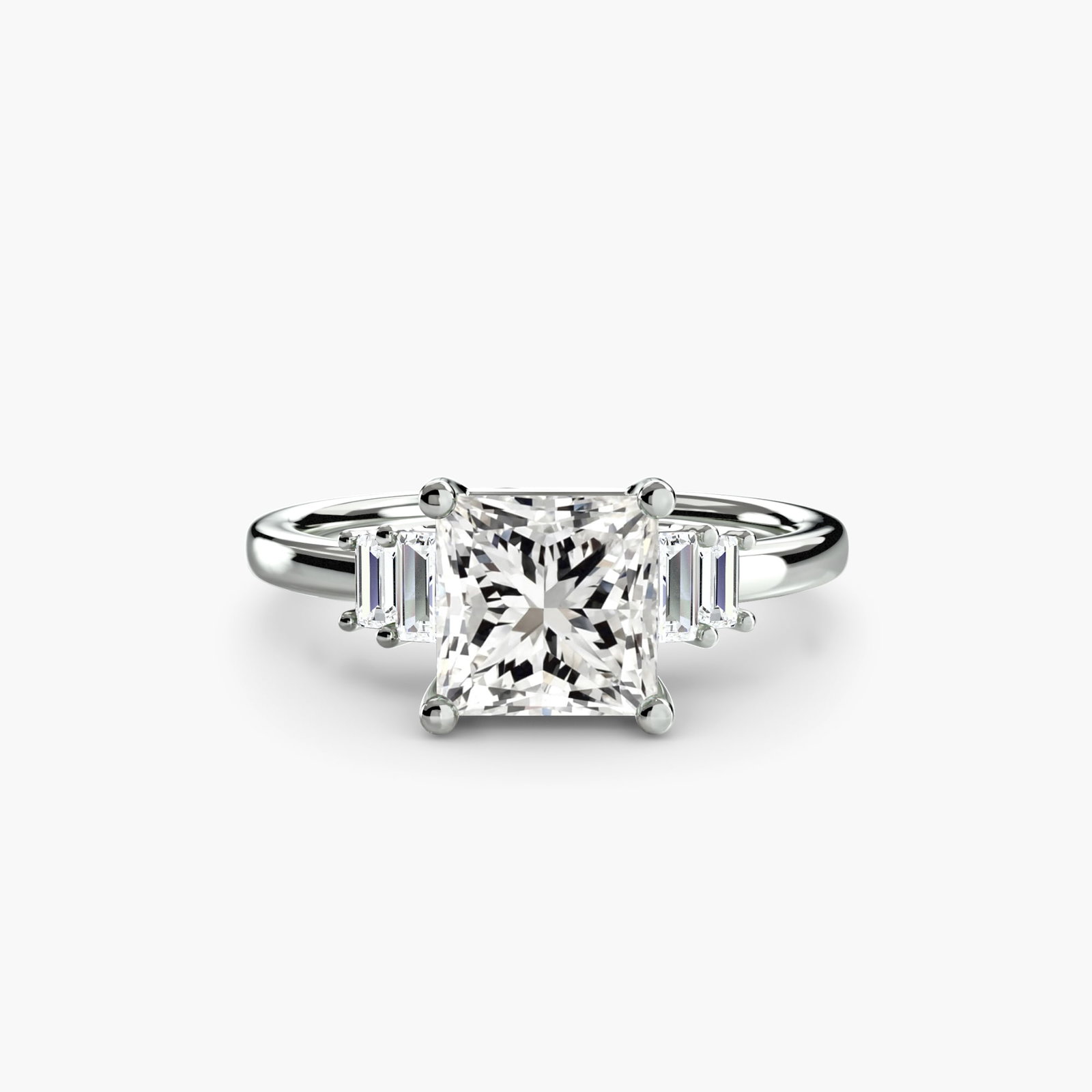 Solitaire Princess 14Kt White Gold Ring Setting - 2