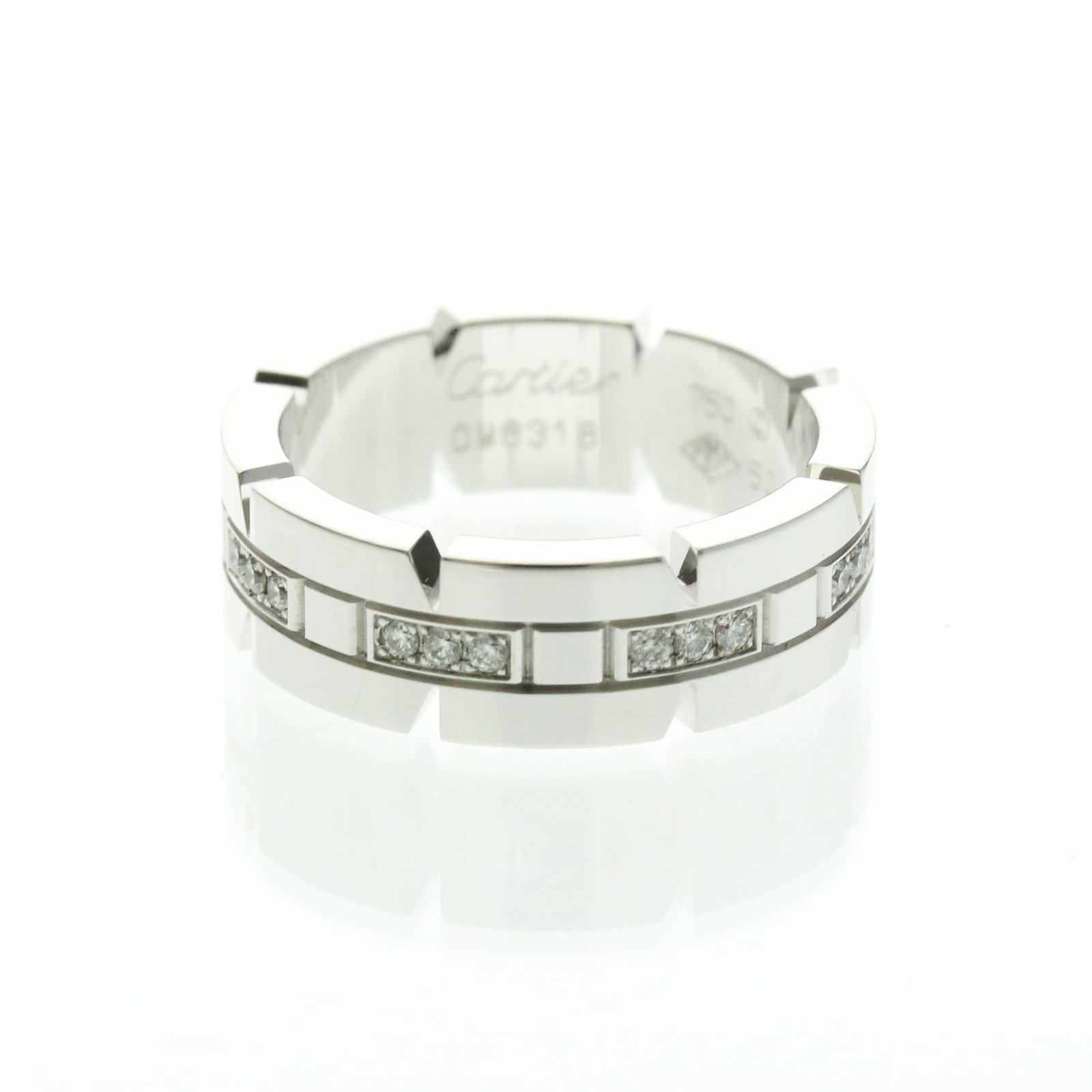 White Gold Cartier Band Ring 18K: White Gold Cartier Band Ring 18K 18K White Gold Cartier Band Ring for Men and Women, featuring a sleek silver design with a subtle shine. This stylish band ring boasts a 6mm wide profile and weighs