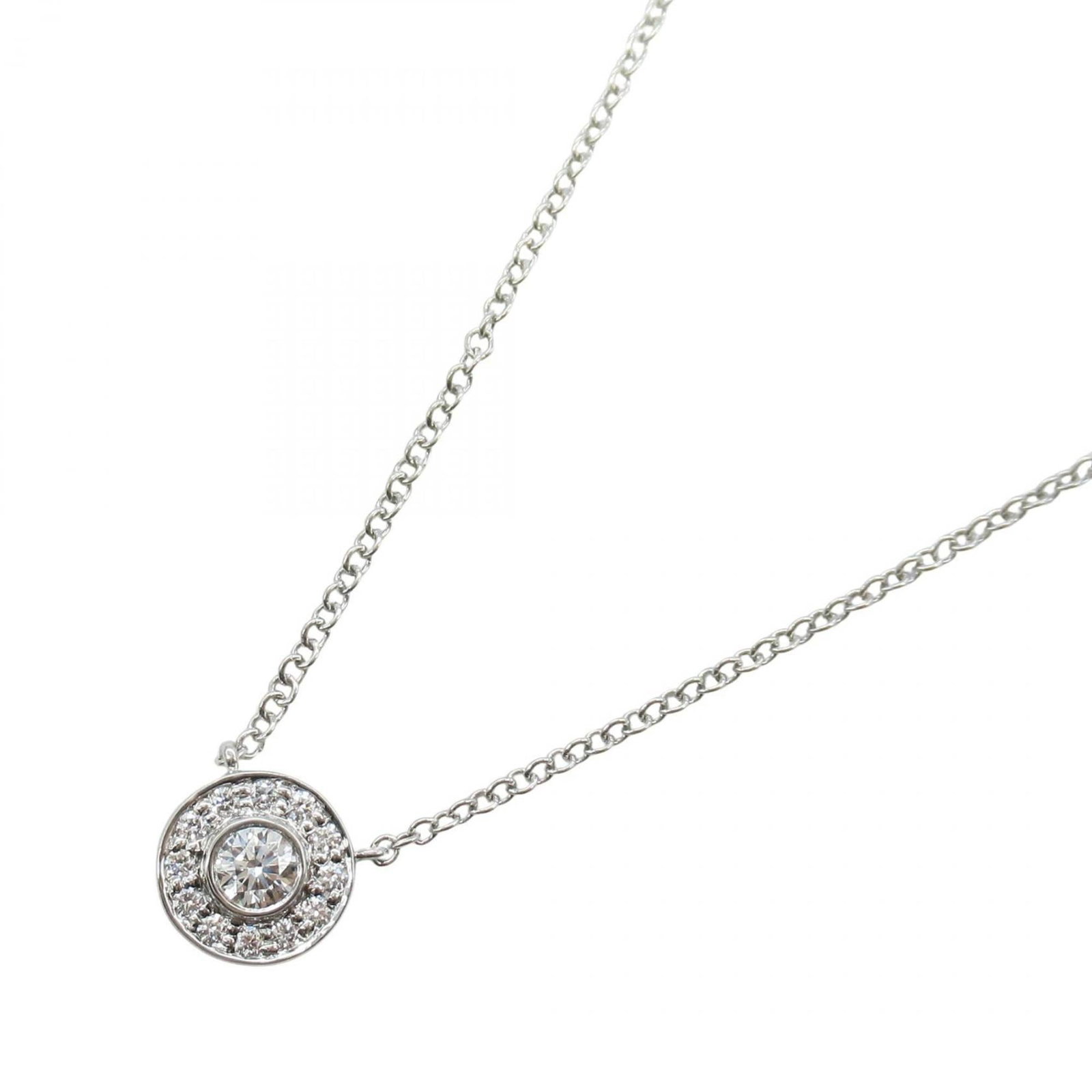 Tiffany & Co. Circlet Diamond Necklace Pt950 Platinum Diamond Women'S Silver Clear: Tiffany & Co. Circlet Diamond Necklace Pt950 Platinum Diamond Women'S Silver Clear Tiffany & Co. Circlet Diamond Necklace in platinum, featuring a 6mm x 6mm diamond pendant set in Pt950 platinum,