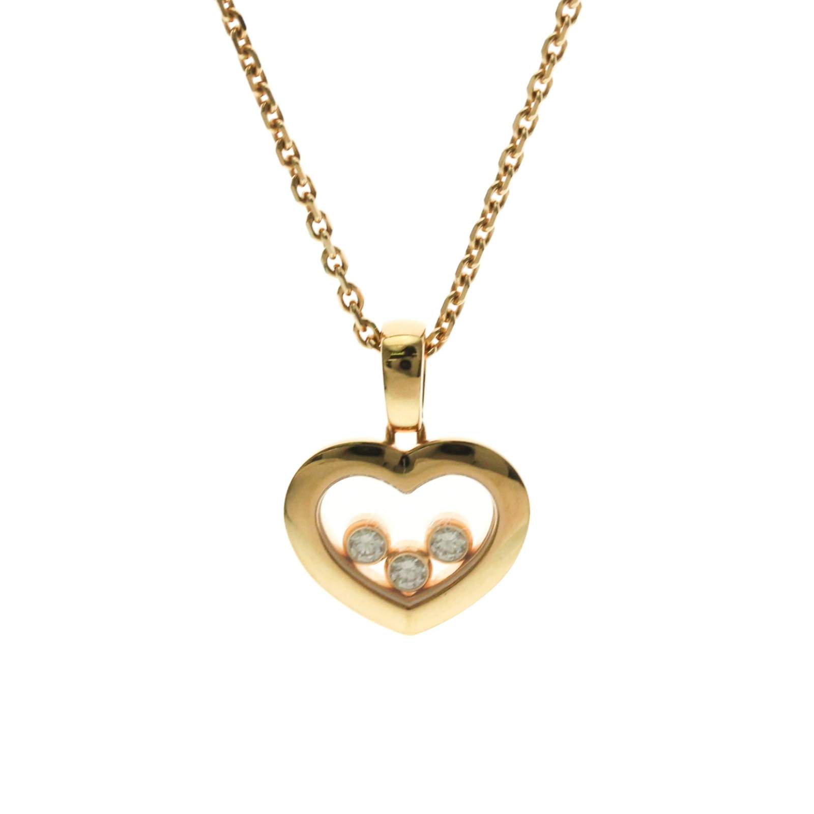 Chopard Happy Diamonds Necklace 79A611 Pink Gold (18K) Diamond Menwomen Fashion Pendant Necklace: Chopard Happy Diamonds Necklace 79A611 Pink Gold (18K) Diamond Menwomen Fashion Pendant Necklace Chopard's Happy Diamonds Necklace boasts a stunning pink gold (18K) setting, adorned with 7.8g of