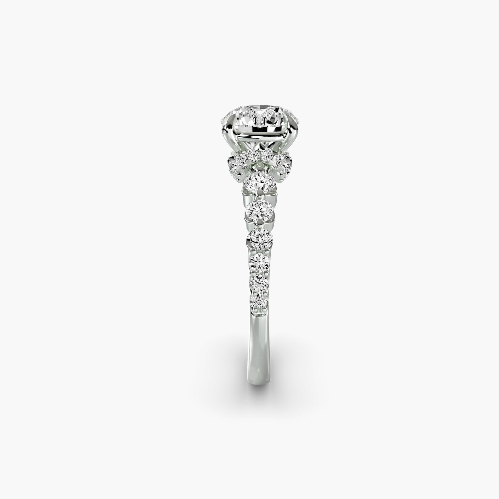 Pave Round 950 Platinum Ring Setting - 3