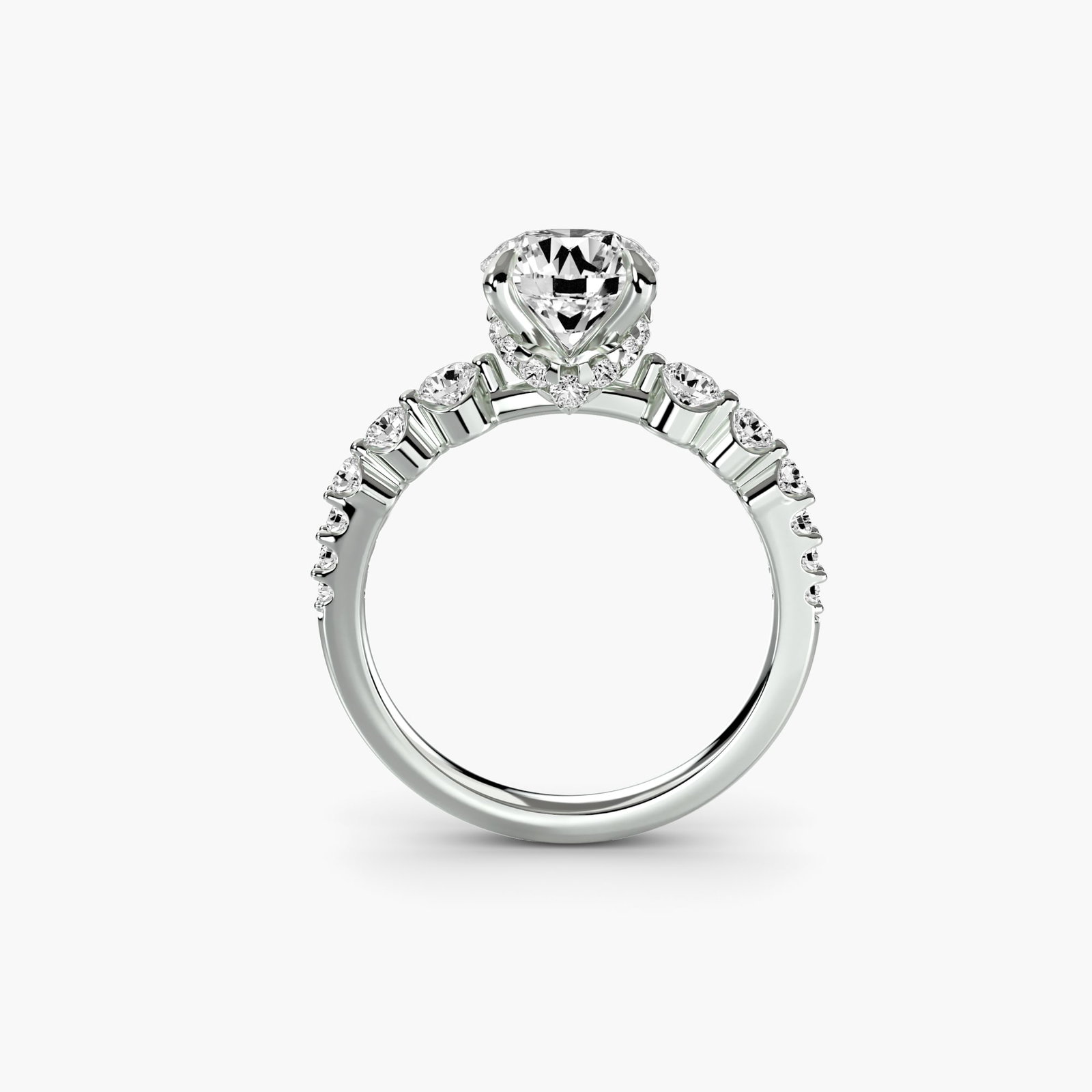 Pave Round 950 Platinum Ring Setting - 4