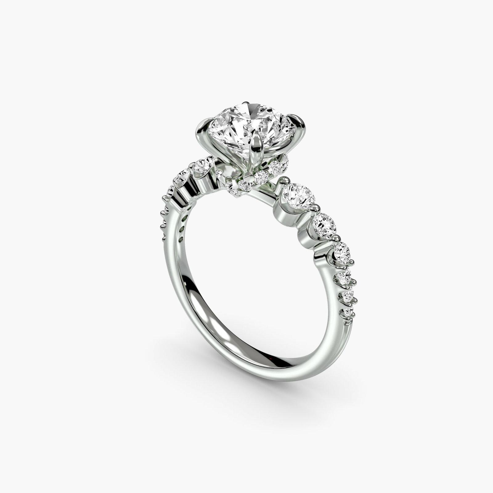 Pave Round 950 Platinum Ring Setting - 5