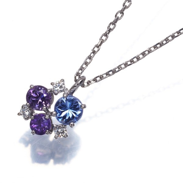 Tasaki Necklace Tanzanite Amethyst Diamond 0.04Ct 18K 750 White Gold (1 of 4)