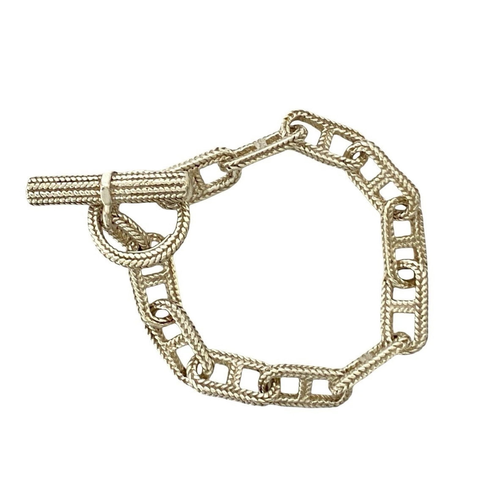 Charm Tiffany Bracelet 925 Silver: Charm Tiffany Bracelet 925 Silver Charm Tiffany Bracelet 925 Silver - A silver charm bracelet with a classic design, featuring the iconic Tiffany brand. The 20.5cm long piece has some traces of usage 