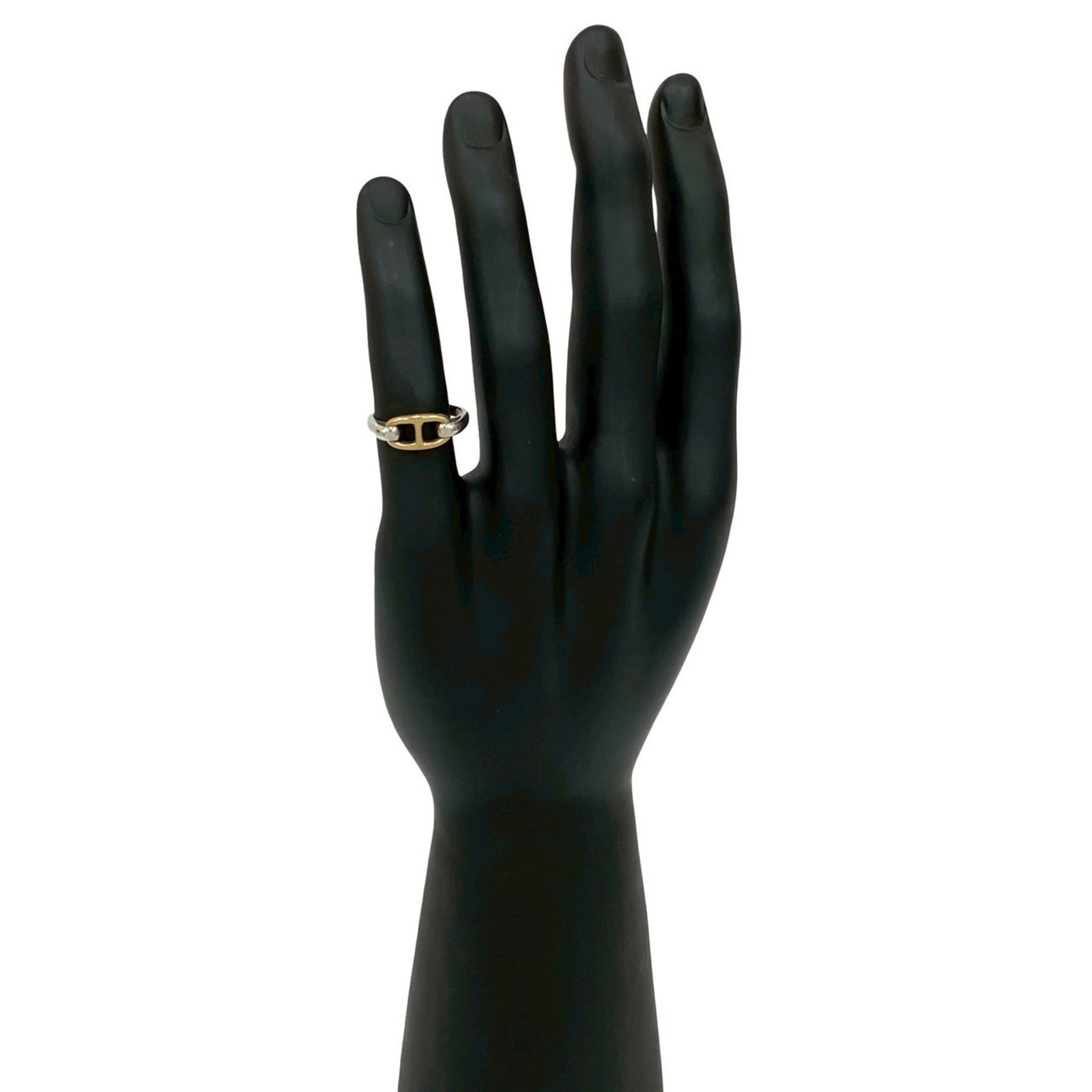 Hermes Band Ring Gold (18K) Silver 925: Hermes Band Ring Gold (18K) Silver 925 This 18K gold band ring features a sleek and sophisticated design, with a subtle sheen from the silver 925 accents. The item bears a signature, indicating that i