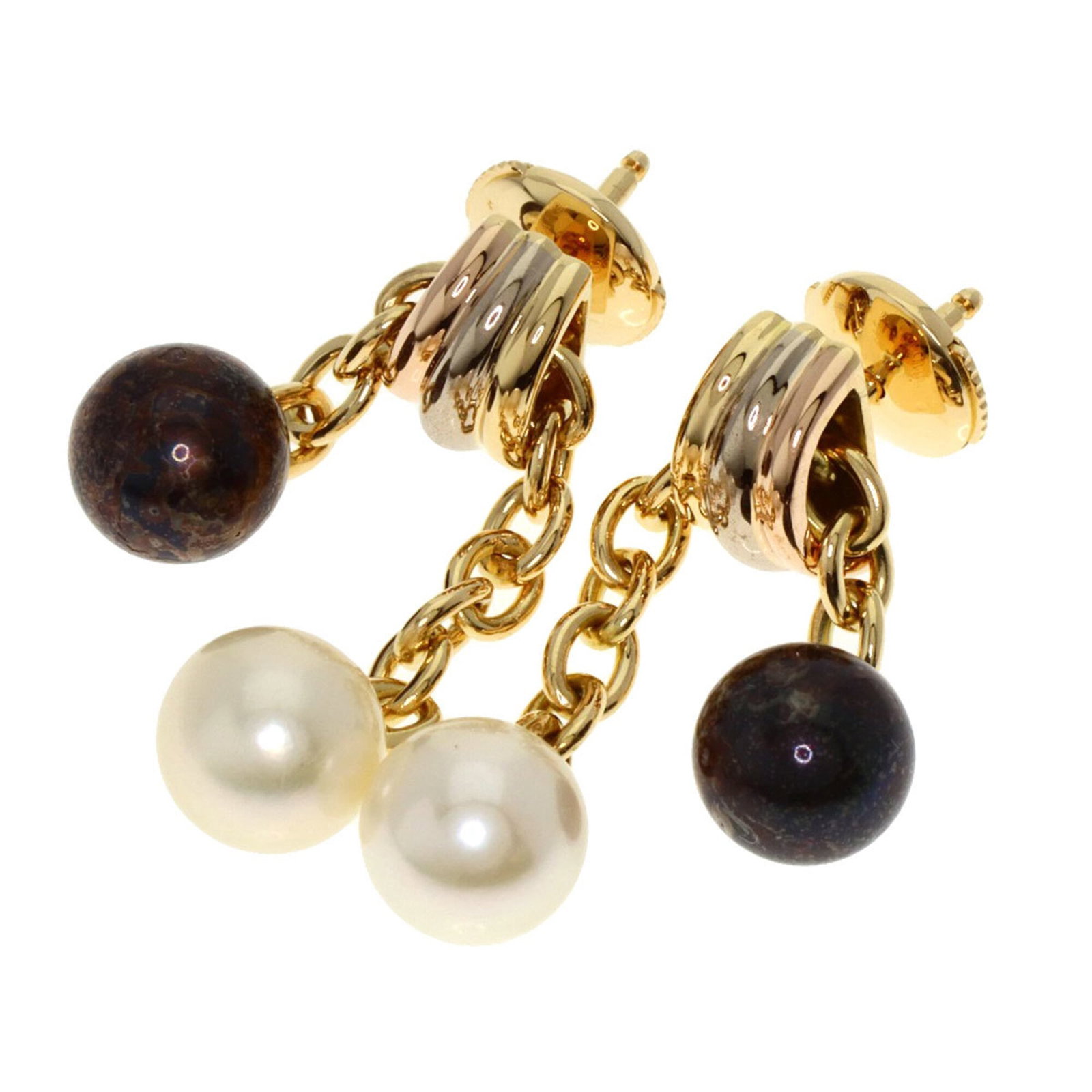 Cartier Stud Earrings Pink Gold (18K) White Gold (18K) Yellow Gold (18K): Cartier Stud Earrings Pink Gold (18K) White Gold (18K) Yellow Gold (18K) Stud earrings from Cartier in pink gold, white gold, and yellow gold. The 18K gold pieces feature pearl stones with a size of 3