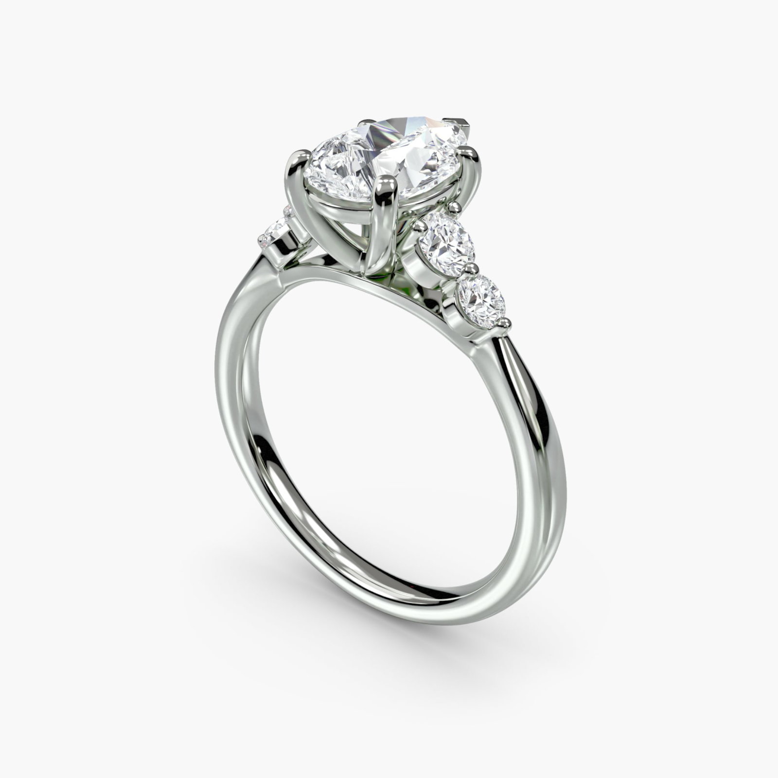Solitaire Pear 950 Platinum Ring Setting - 5