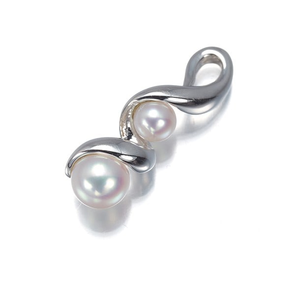Mikimoto Pendant Akoya Pearl 3.5Mm/ 4.8Mm Screw 18K 750 White Gold: Mikimoto Pendant Akoya Pearl 3.5Mm/ 4.8Mm Screw 18K 750 White Gold 18k White Gold Pendant with Cultured Akoya Pearls. This Mikimoto pendant showcases two high-quality Akoya pearls, one measuring 3.5mm